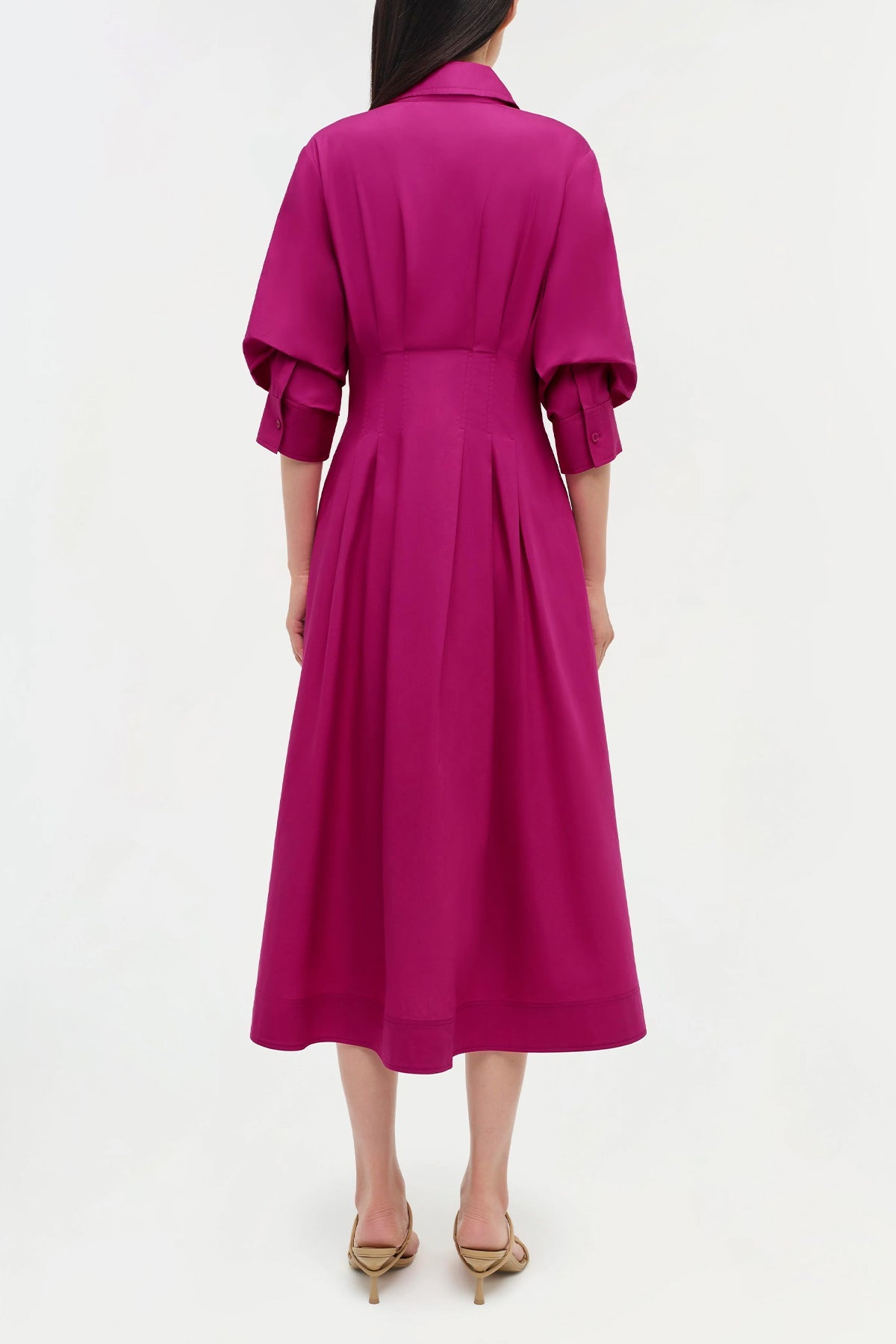 Jazz Pintuck Midi Dress in Magenta - shop - olivia.com