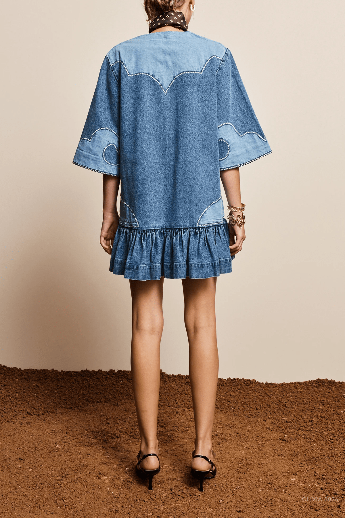 Jesse Denim Applique Mini Dress in Blue - shop-olivia.com