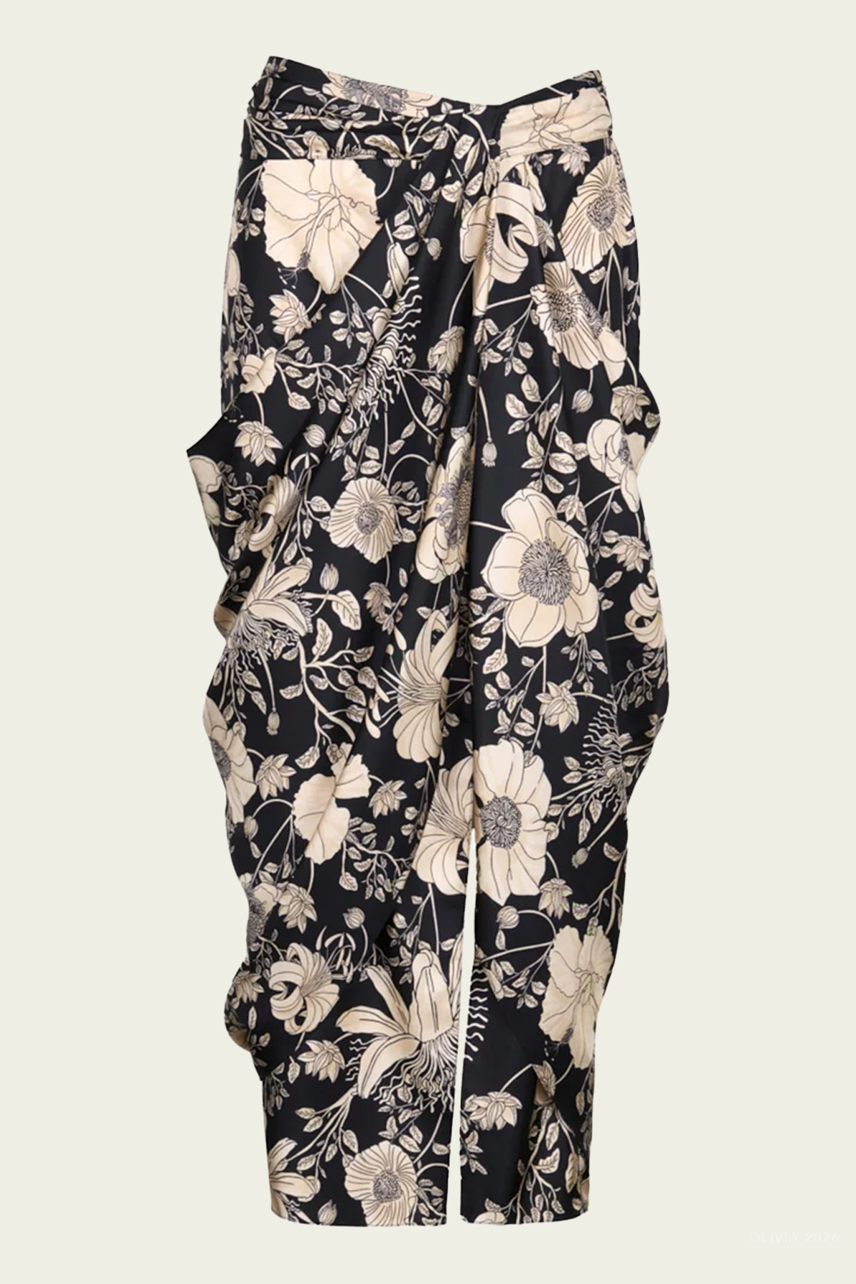 Silent Tension Skirt in Ecru Black