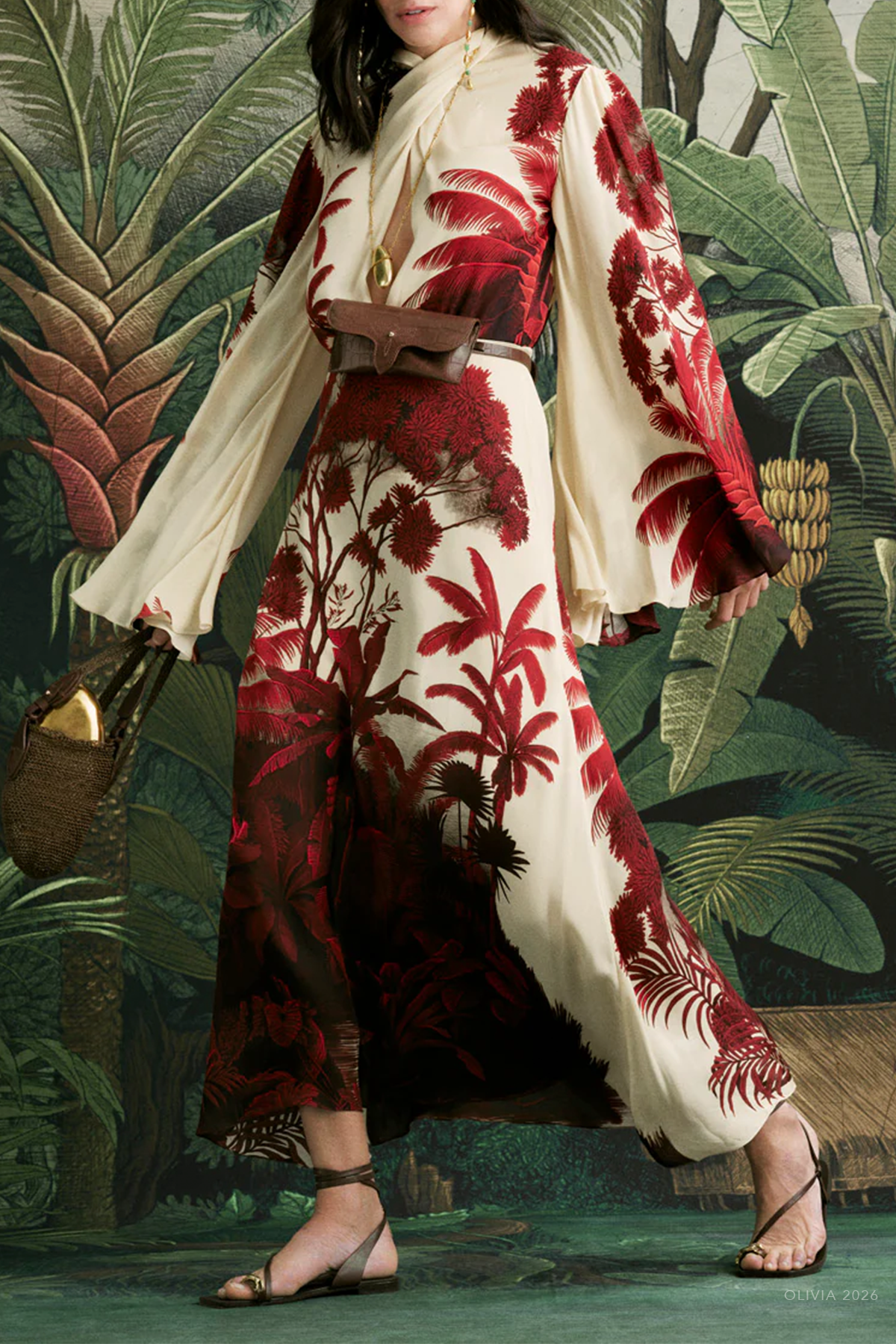 Maiden Voyage Dress in Ecru Red