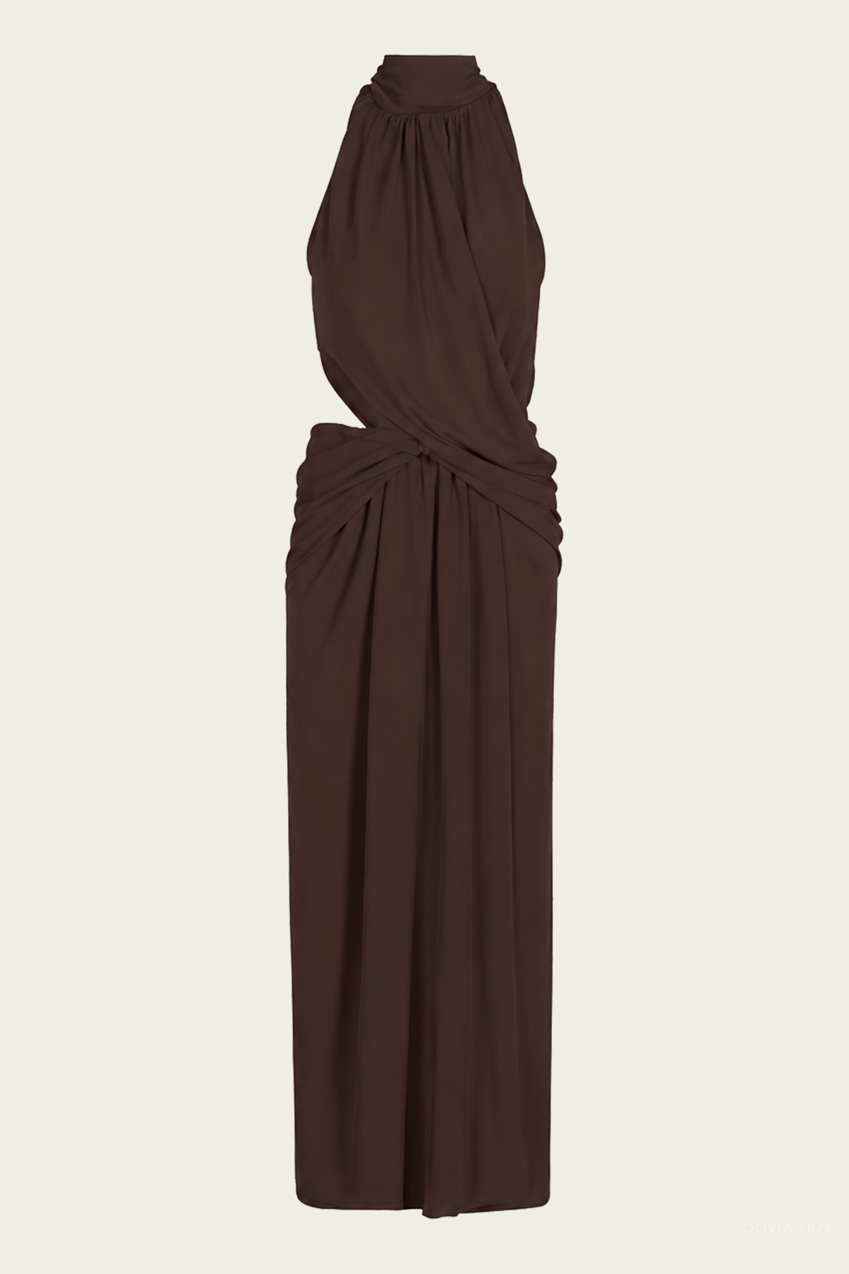 Retro Drape Dress in Chocolate