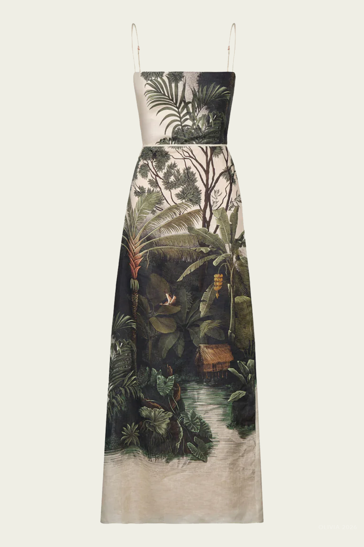 Andean Mythology Dress in Ecru Green