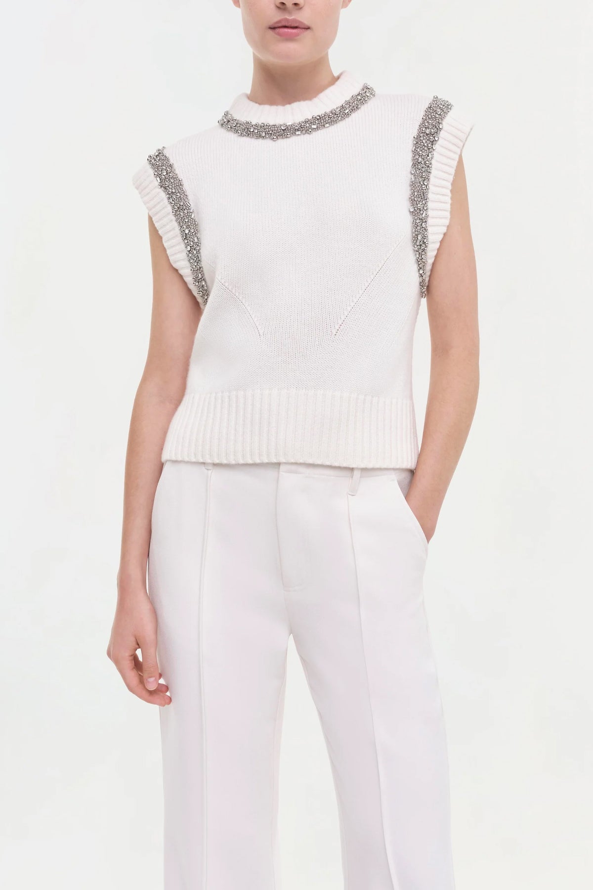 Joanne Pullover With Embellishment in Ivory - shop - olivia.com