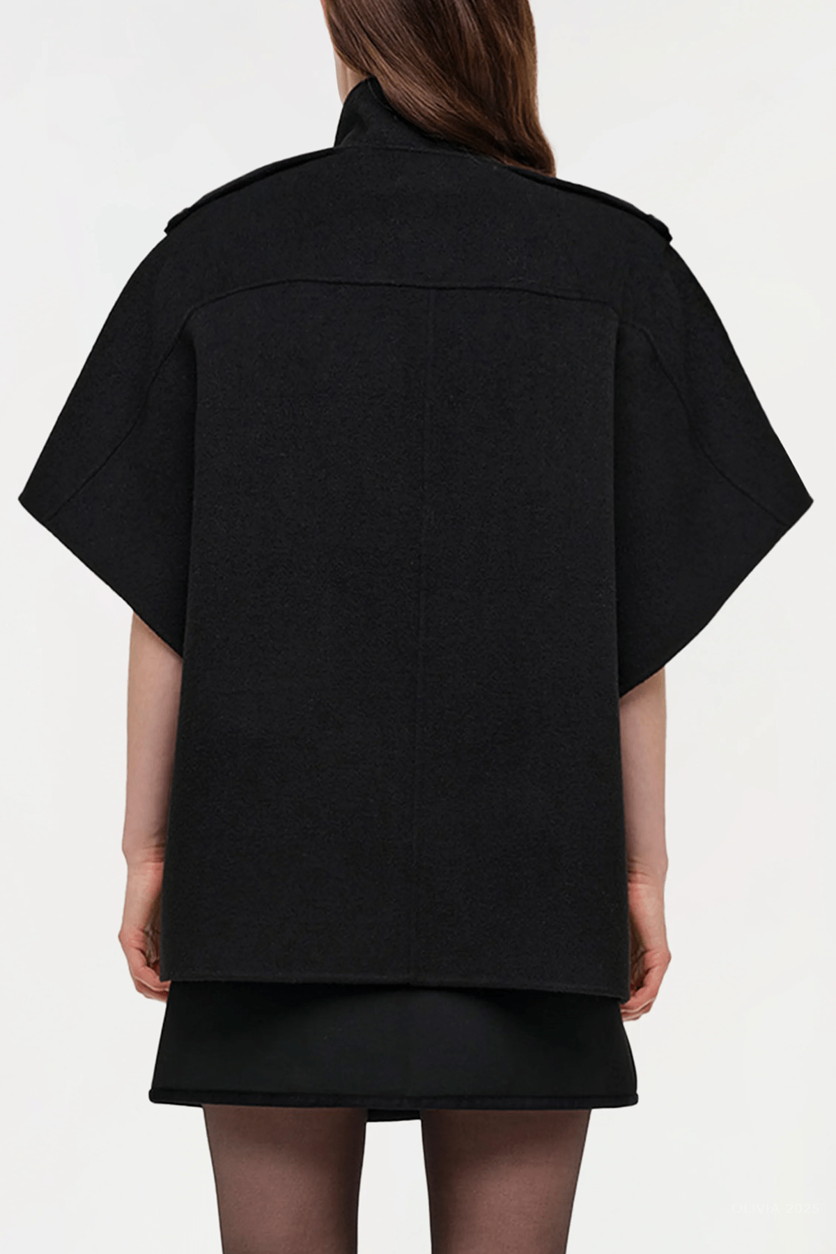 Jones Wool Cape Jacket in Black - shop - olivia.com