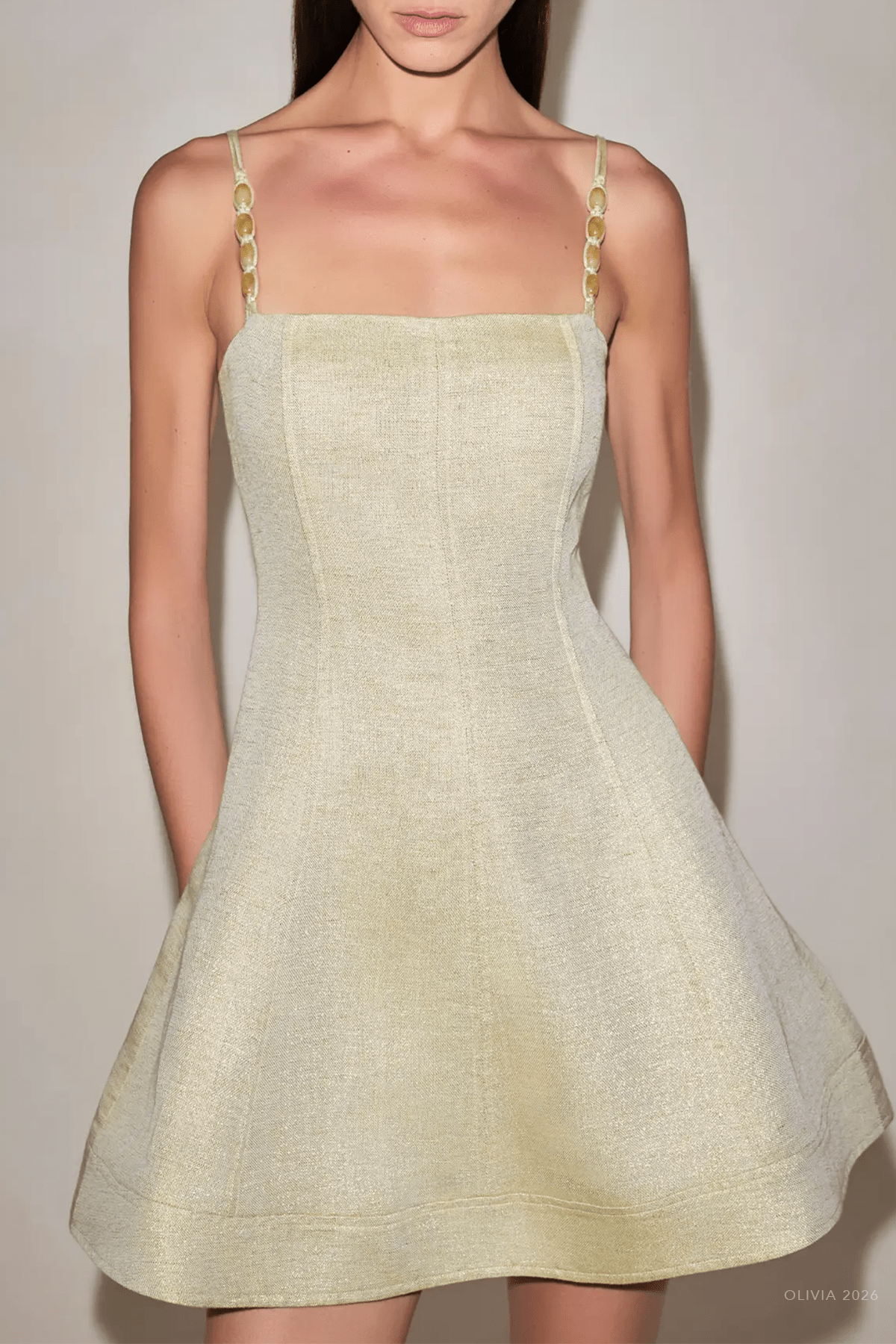 Josefin Mini Dress in Gold Mist - shop-olivia.com