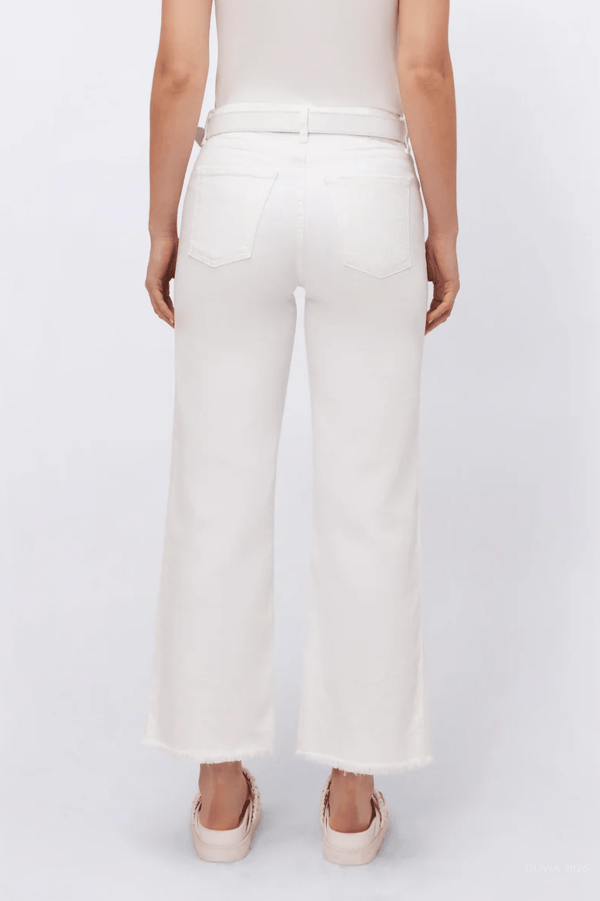 Jude Wide Leg Denim in White - shop - olivia.com
