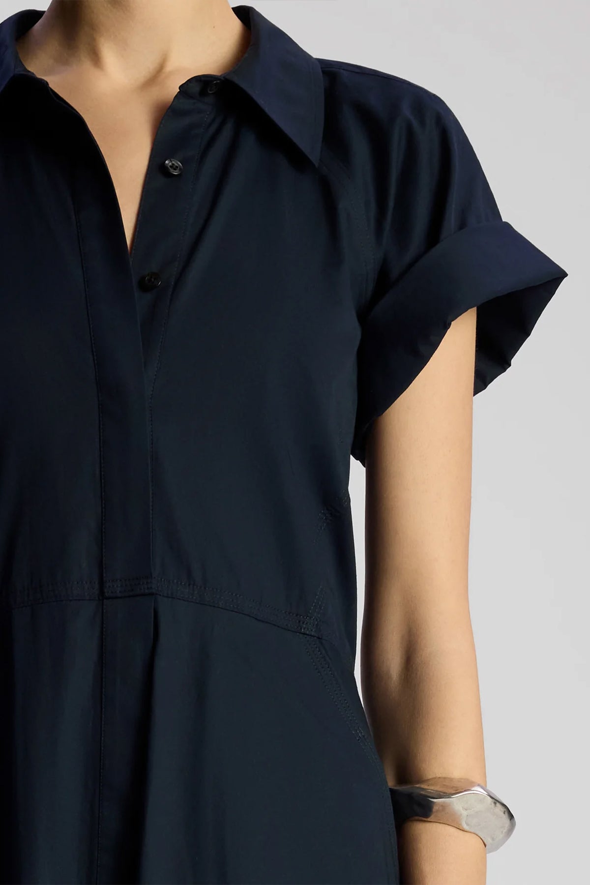 Julianna Cotton Midi Shirtdress in Maritime Navy - shop-olivia.com