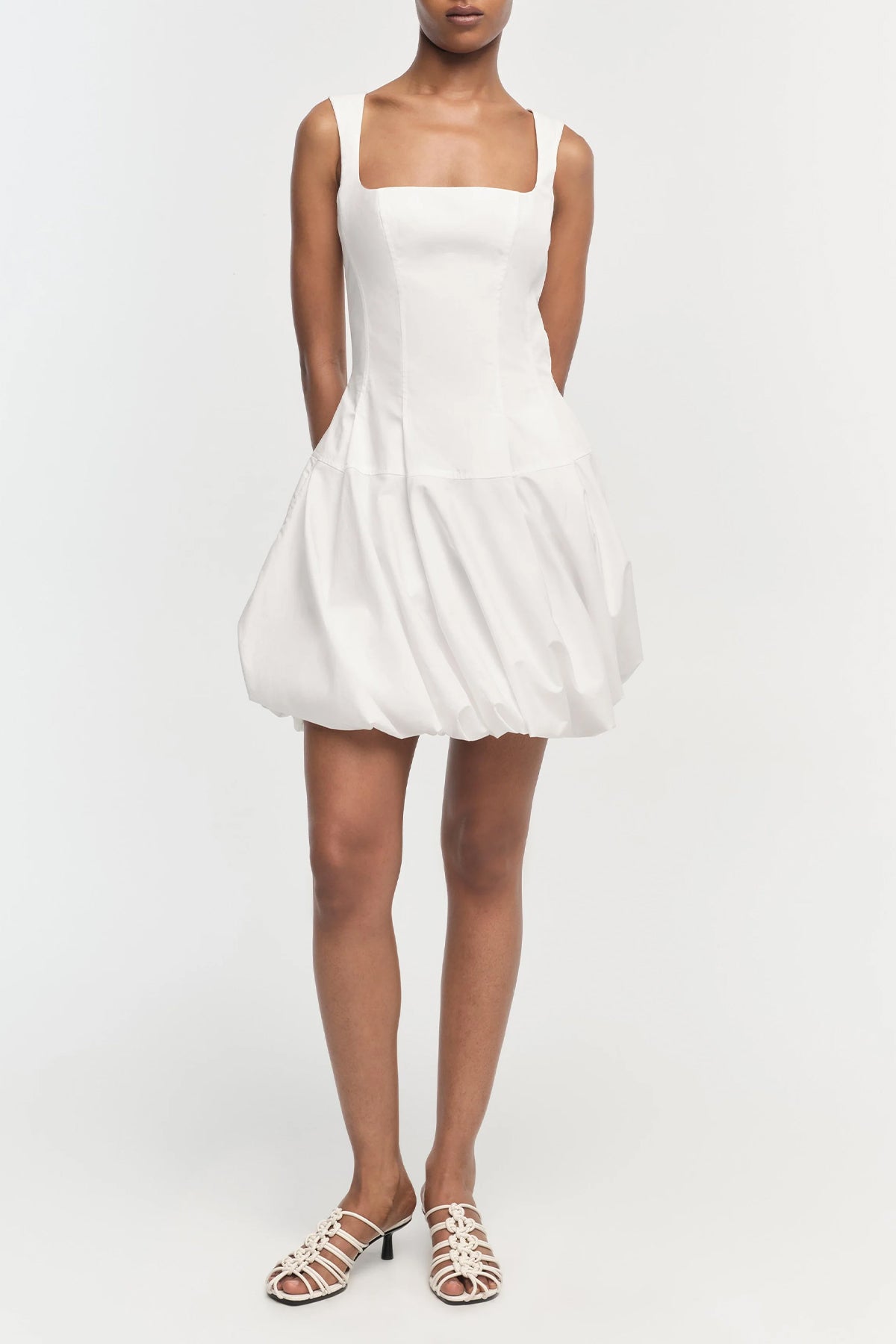 Juni Bubble Mini Dress in White - shop-olivia.com