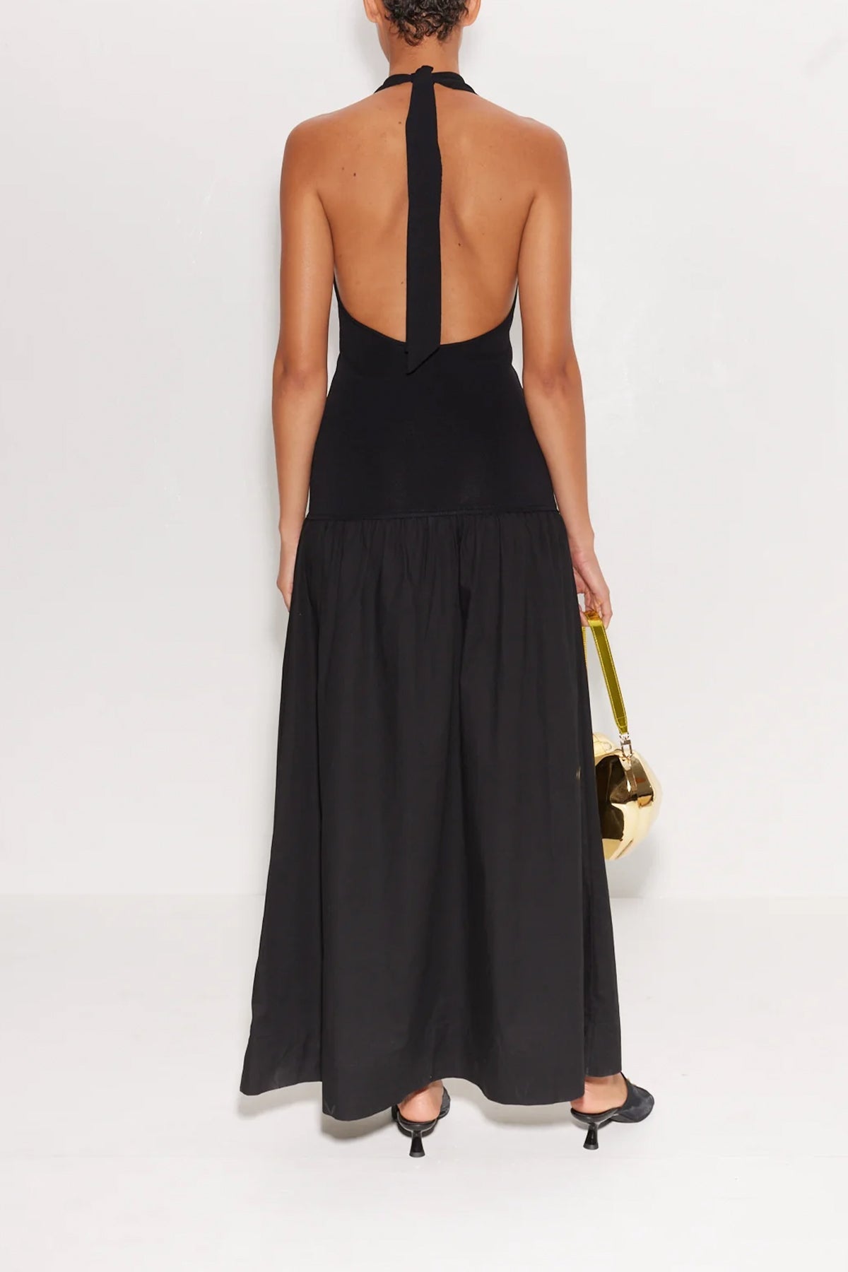 Junjo Knit & Poplin Maxi Dress in Black - shop-olivia.com