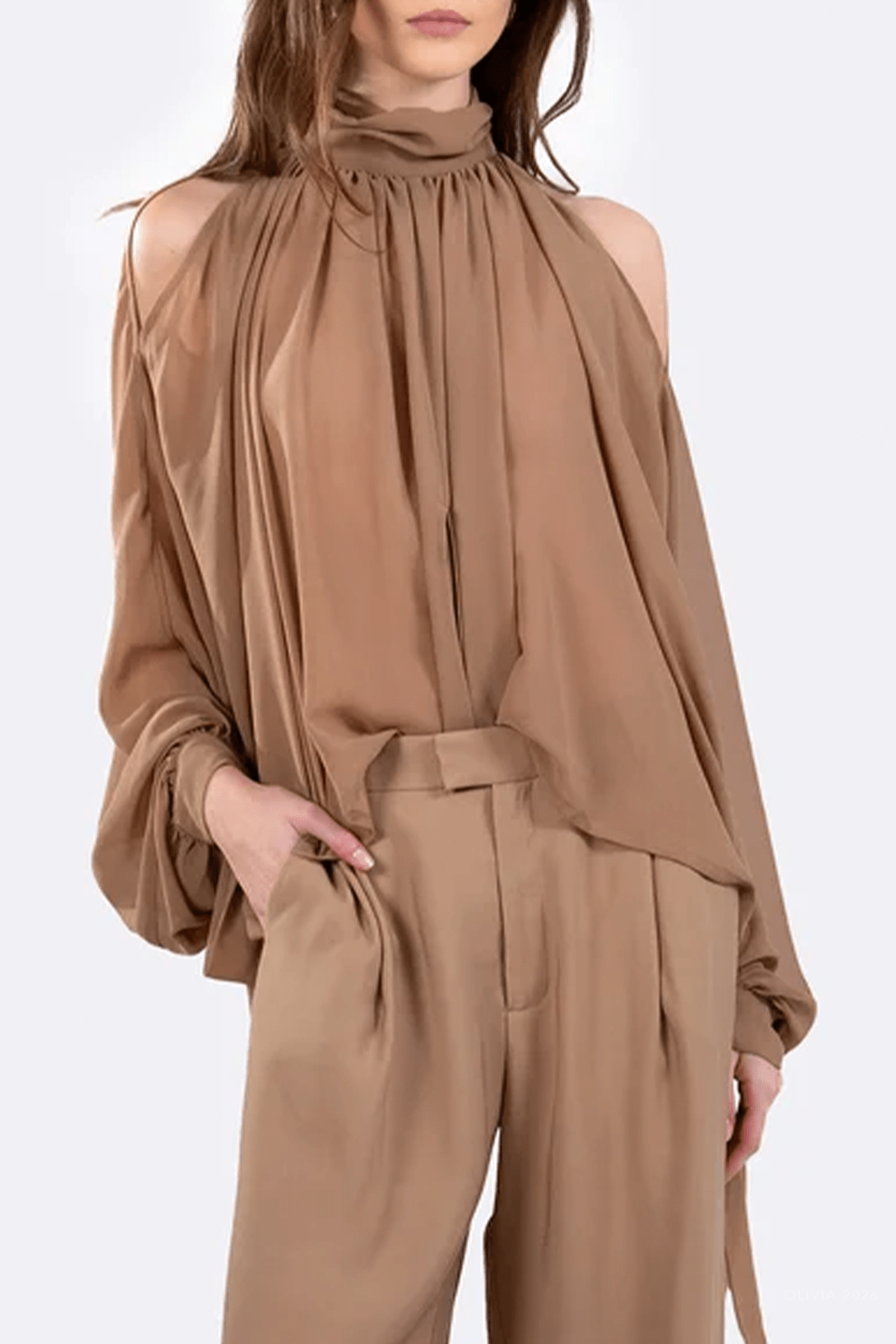 Juno Blouse in Camel - shop-olivia.com