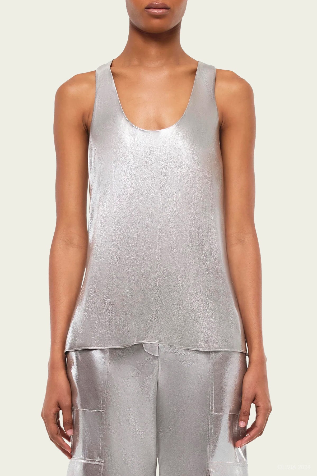 Kamari U - Neck Tank Top in Silver - shop - olivia.com