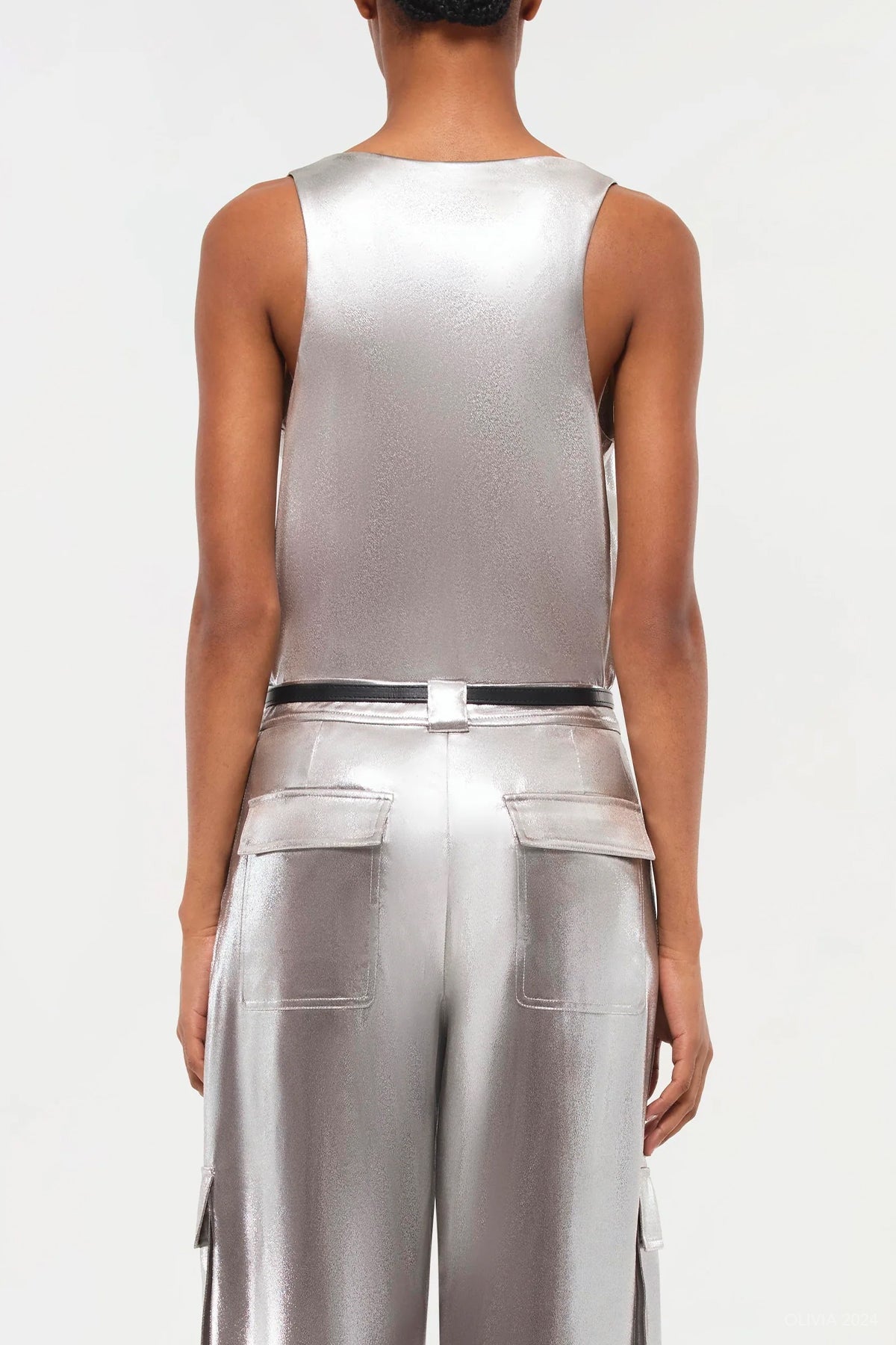 Kamari U - Neck Tank Top in Silver - shop - olivia.com