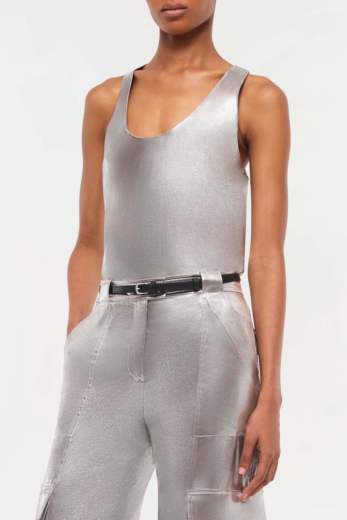 Kamari U - Neck Tank Top in Silver - shop - olivia.com