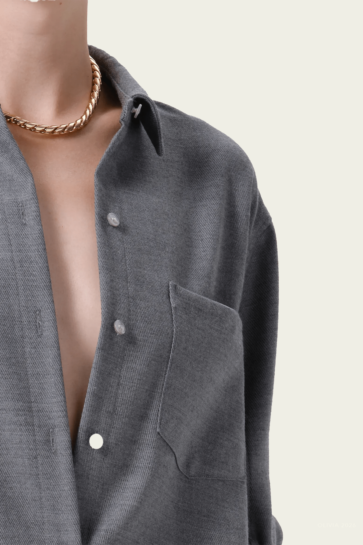 Kayla Shrunken Felted Wool Shirt in Gris - shop-olivia.com