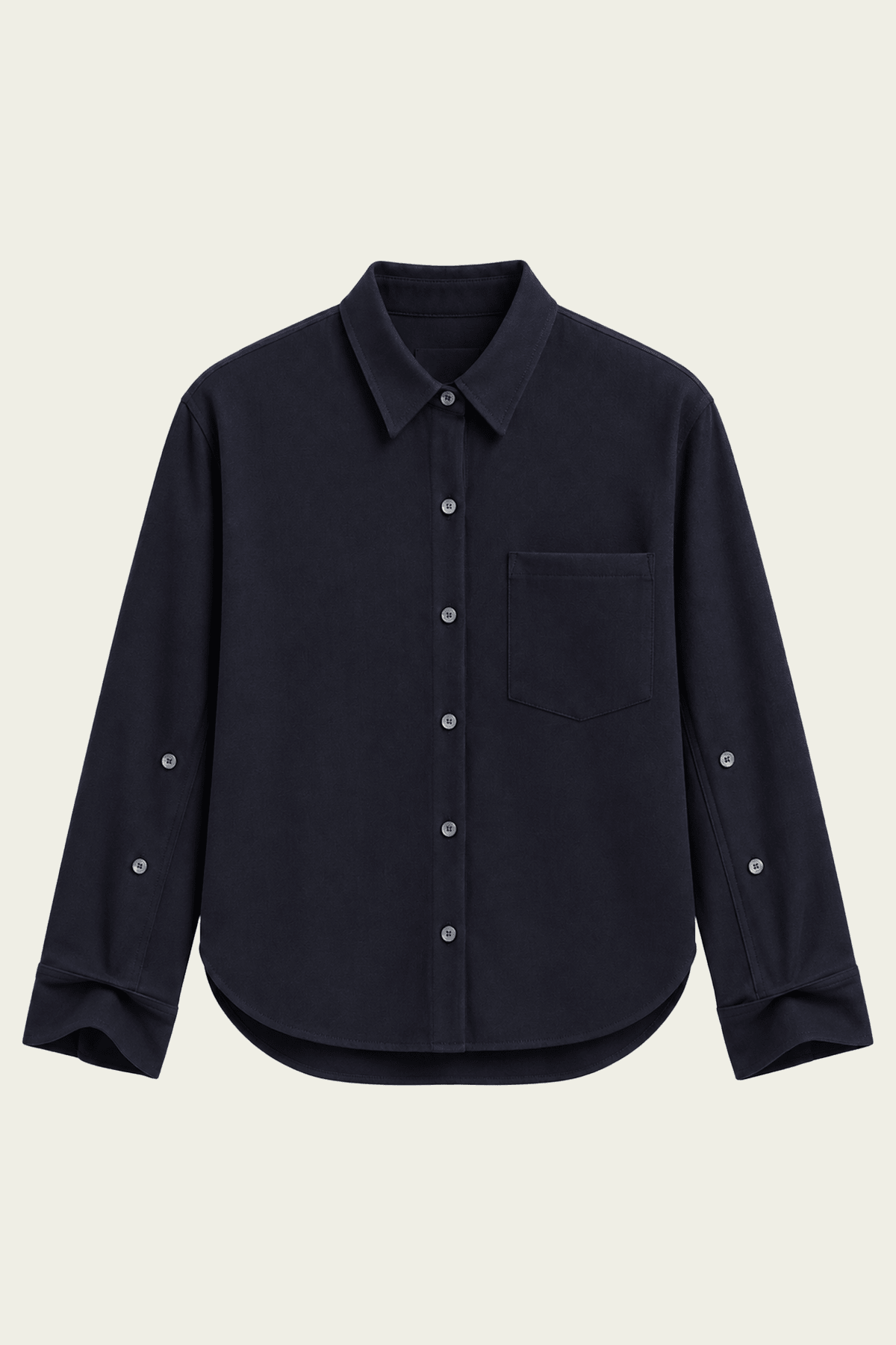 Kayla Shrunken Felted Wool Shirt in Navy - shop-olivia.com