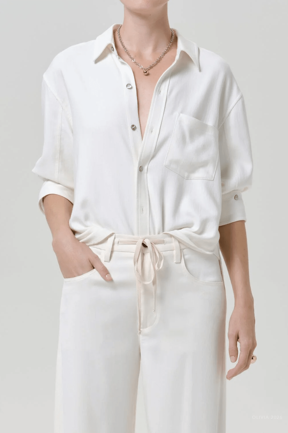 Kayla Shrunken Felted Wool Shirt in Winter White - shop-olivia.com