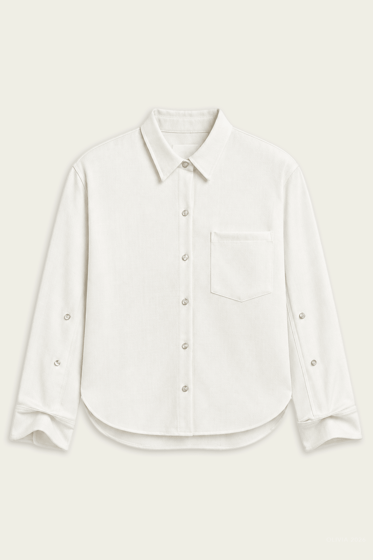 Kayla Shrunken Felted Wool Shirt in Winter White - shop-olivia.com
