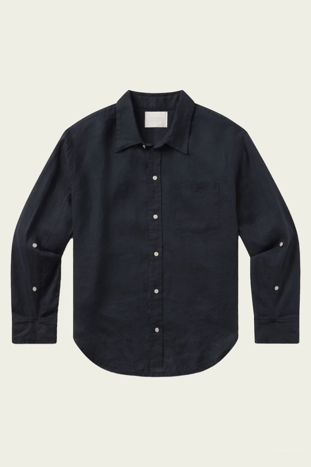Kayla Shrunken Linen Shirt in True Navy - shop - olivia.com