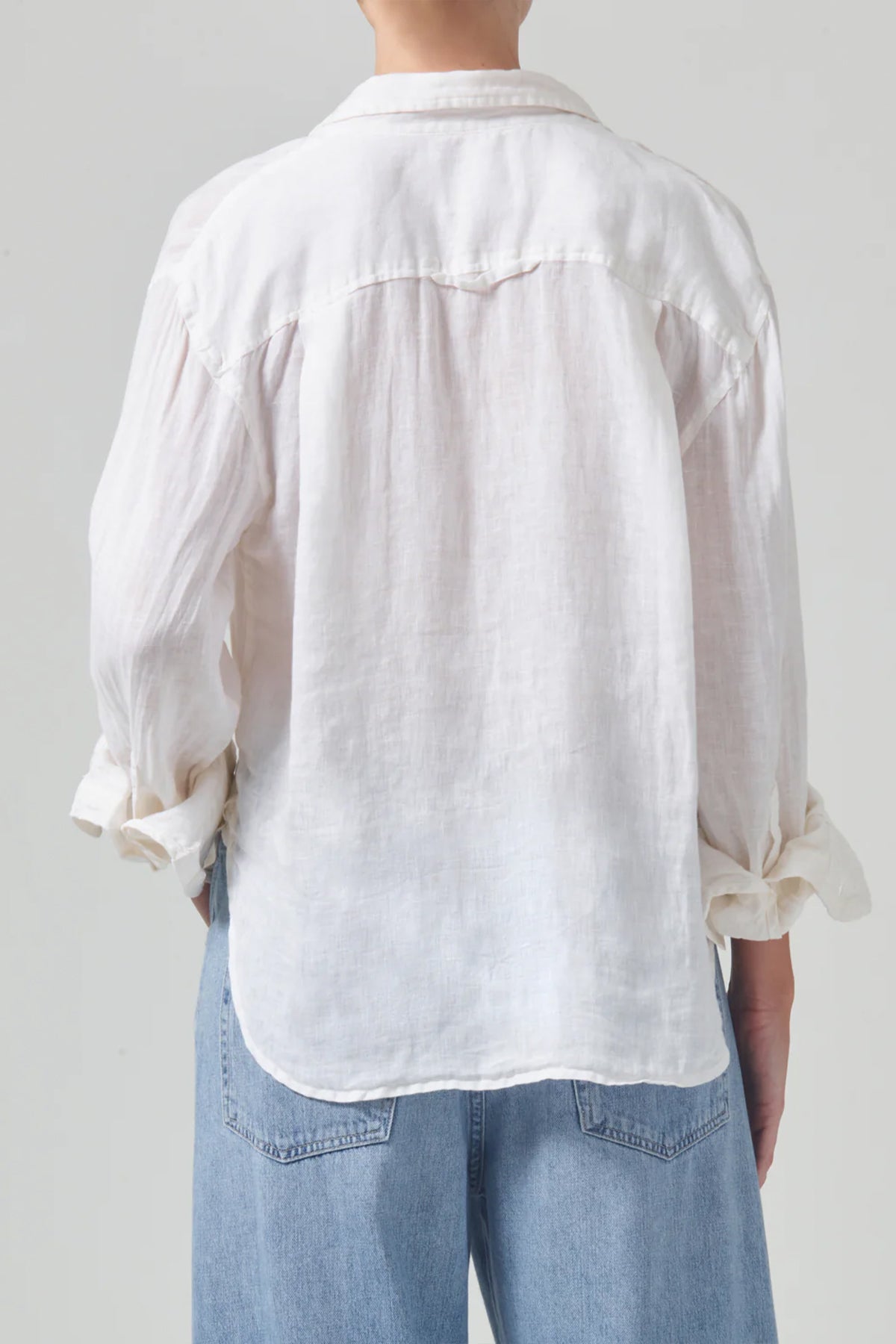 Kayla Shrunken Linen Shirt in Vanilla - shop - olivia.com