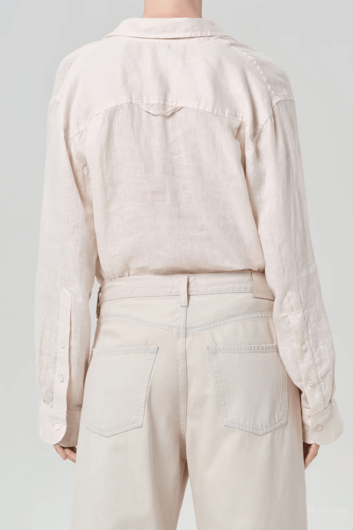 Kayla Shrunken Shirt in Pale Stone - shop - olivia.com