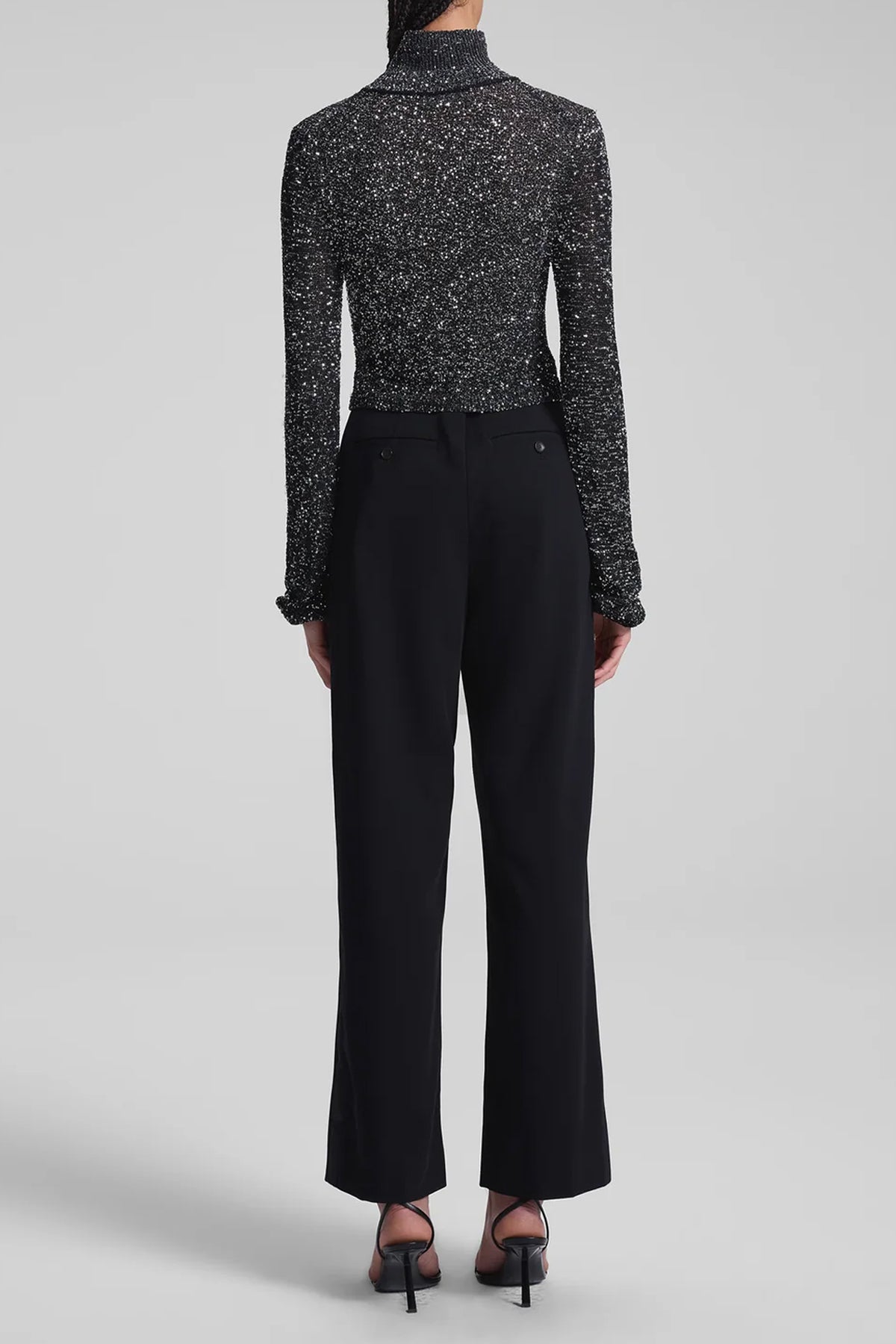 Kendall Sequin Embellished Top in Black/Silver - shop - olivia.com