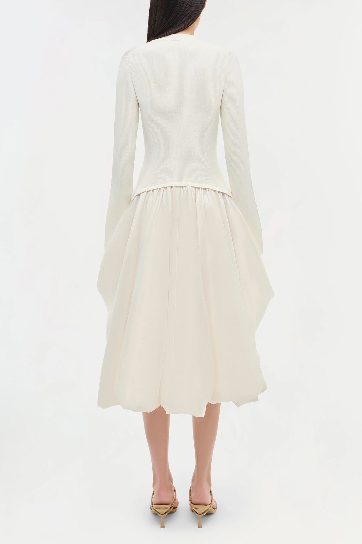 Kenlie Long Sleeve Mock Neck Midi Dress in Ivory - shop - olivia.com