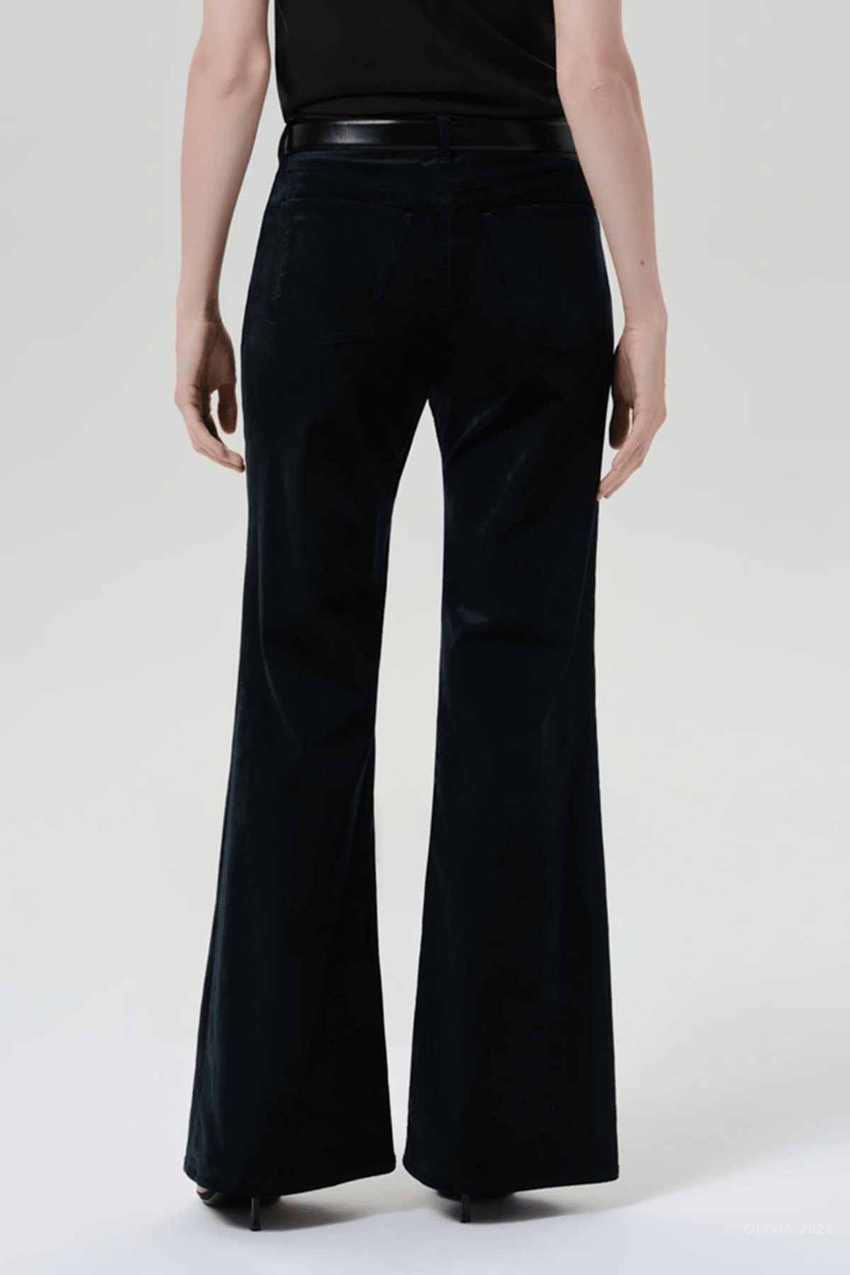 Kimberly 70's Flare Velvet in Moss - shop-olivia.com
