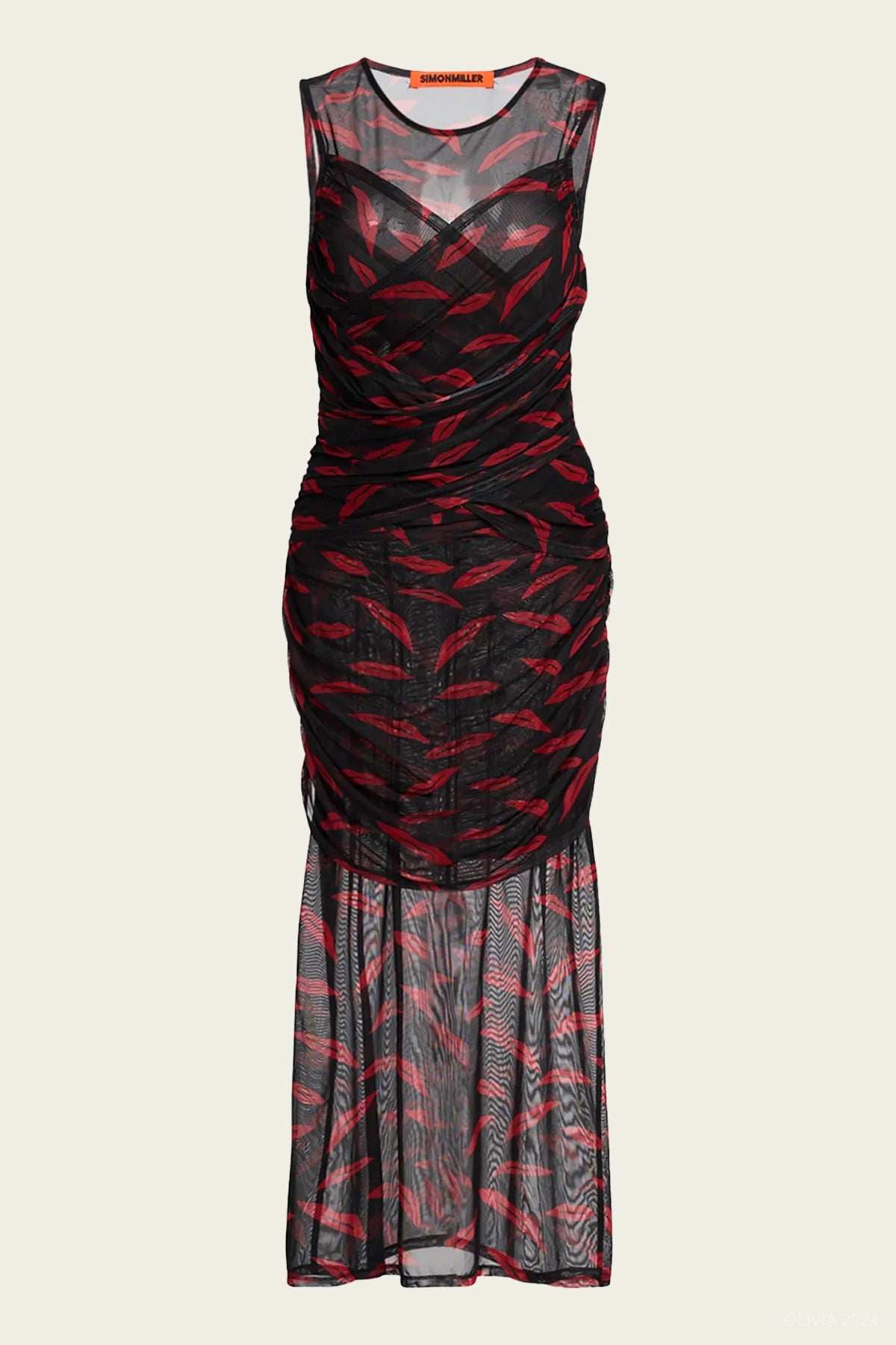 Kinny Mesh Dress in Lip Print - shop - olivia.com