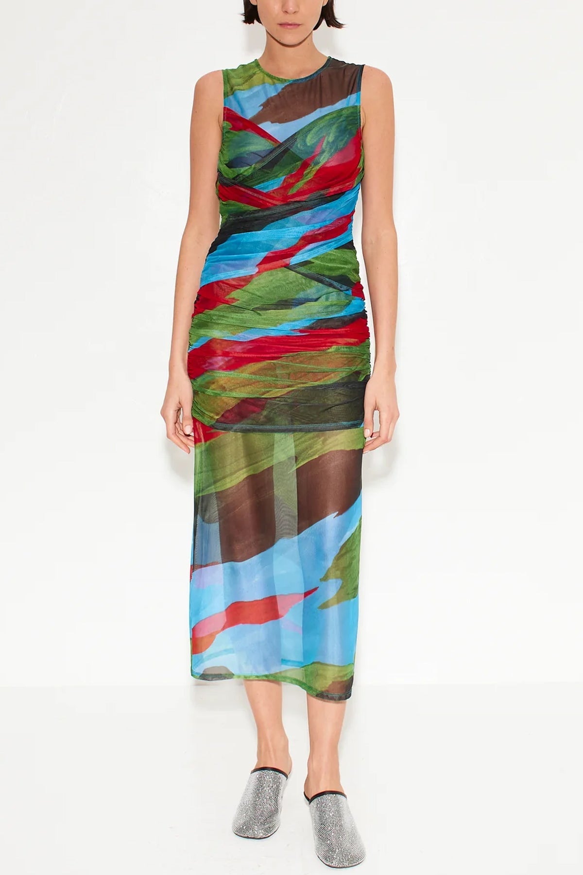 Kinny Mesh Dress in Painted Leaf - shop - olivia.com