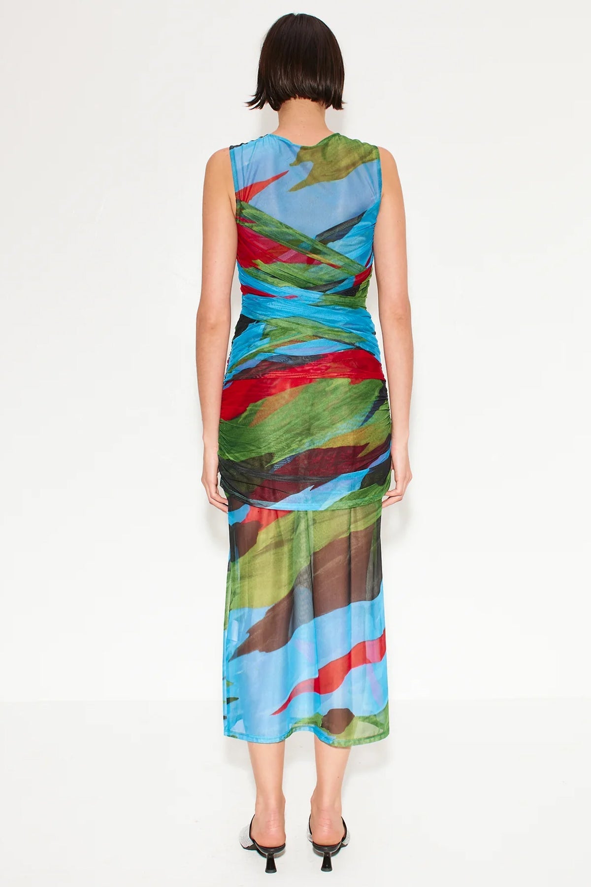 Kinny Mesh Dress in Painted Leaf - shop - olivia.com