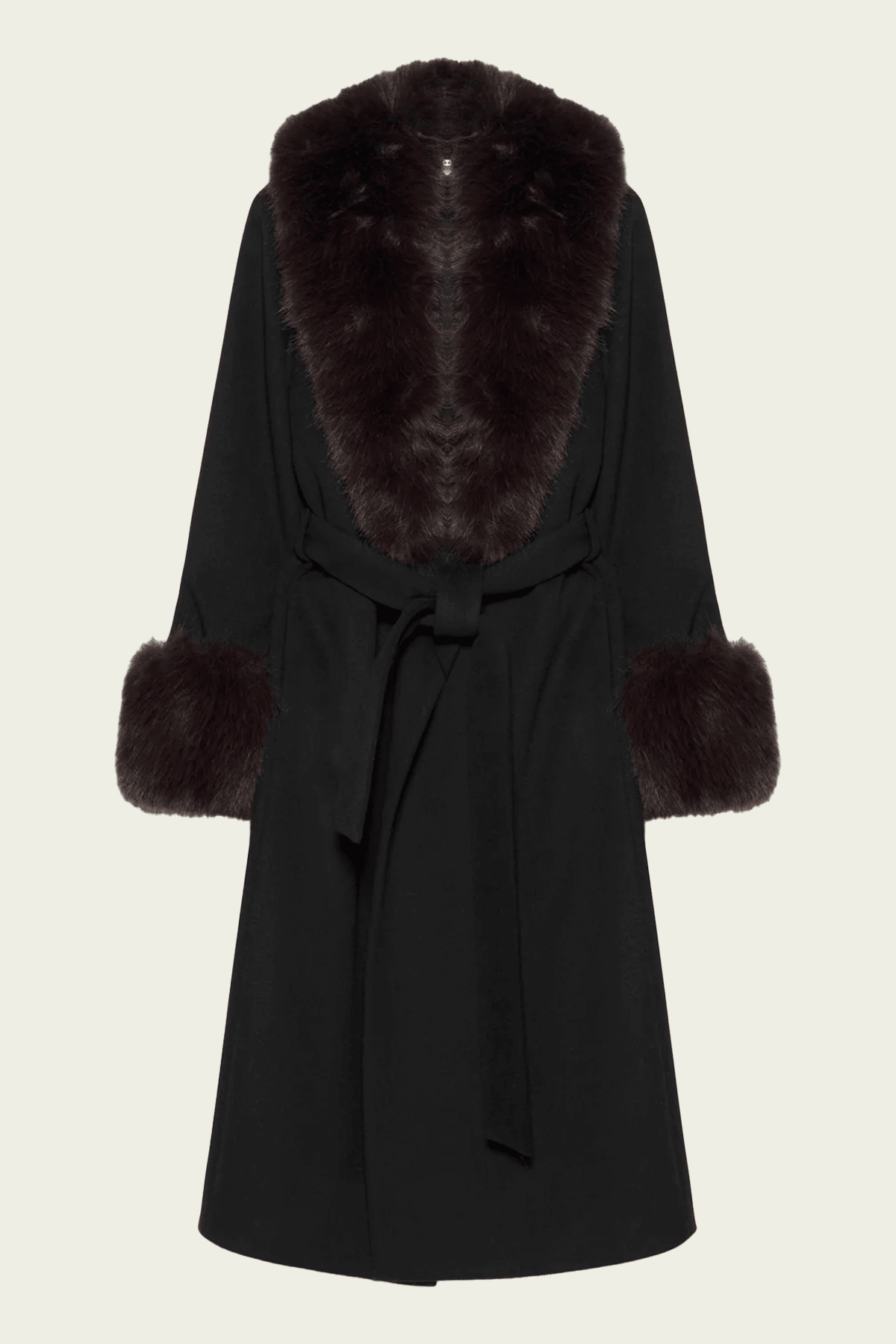 Kinsley Faux Fur Wool Coat in Black Chocolate Multi - shop-olivia.com