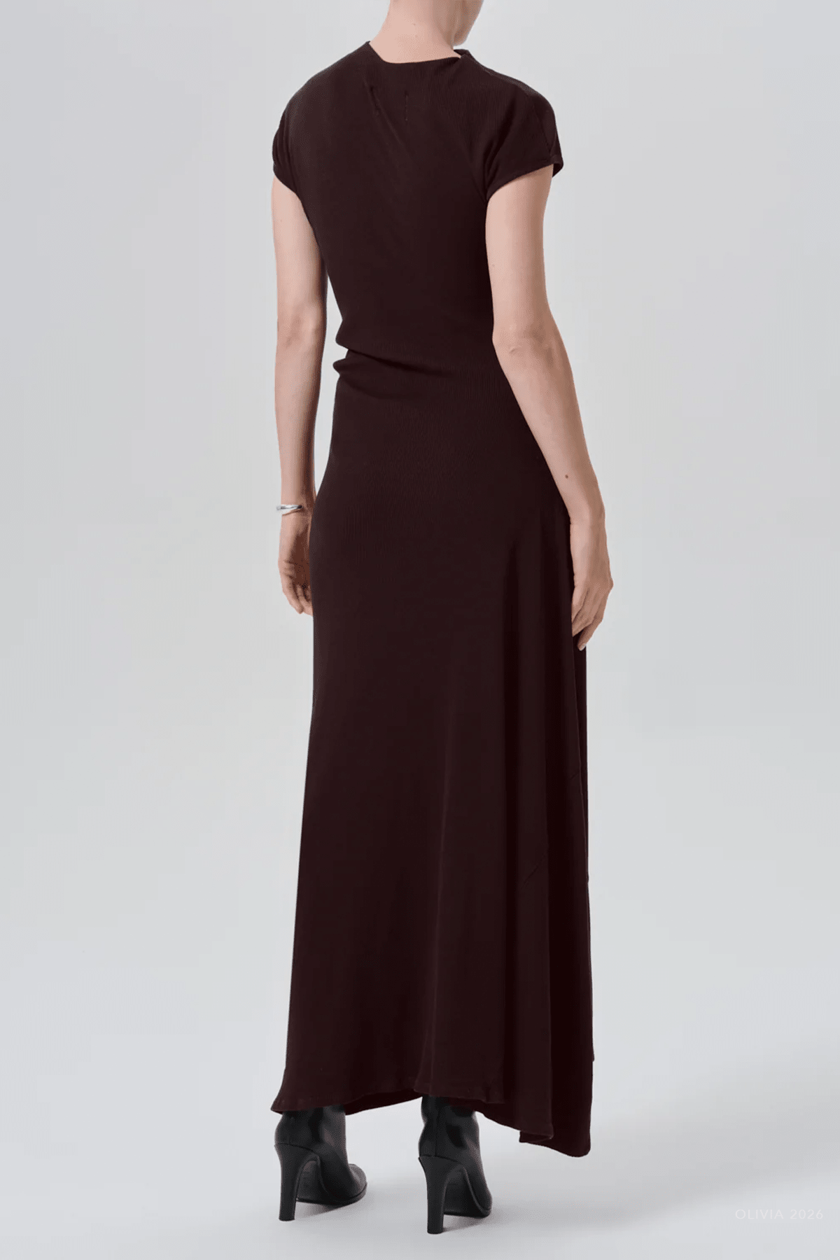 Kira Sculptural Dress in Chocolate - shop-olivia.com