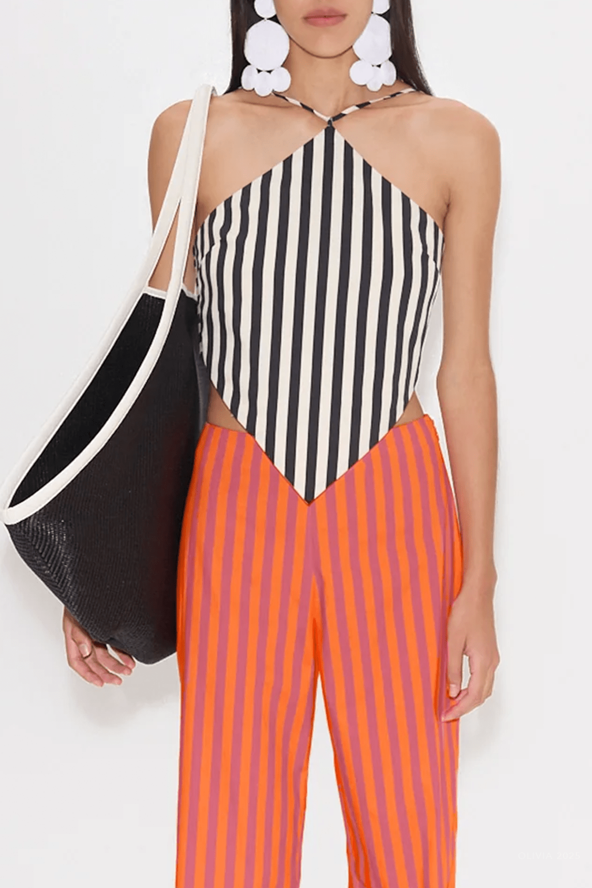 Kit Poplin Tie Top in Black White Stripe - shop - olivia.com