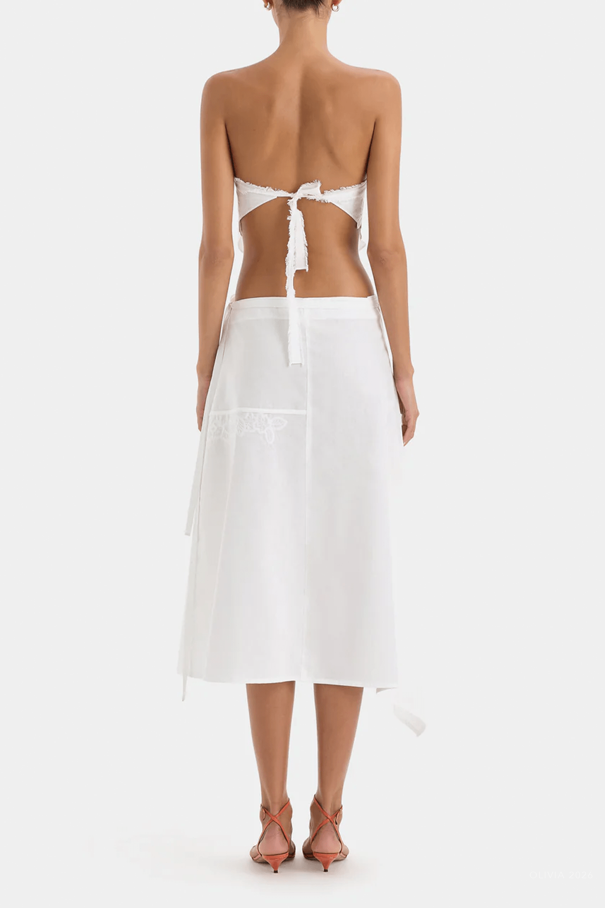 Klara Midi Skirt in Ivory - shop-olivia.com