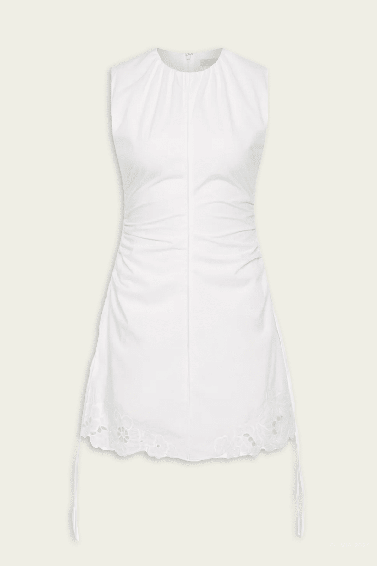 Klara Ruched Mini Dress in Ivory - shop-olivia.com