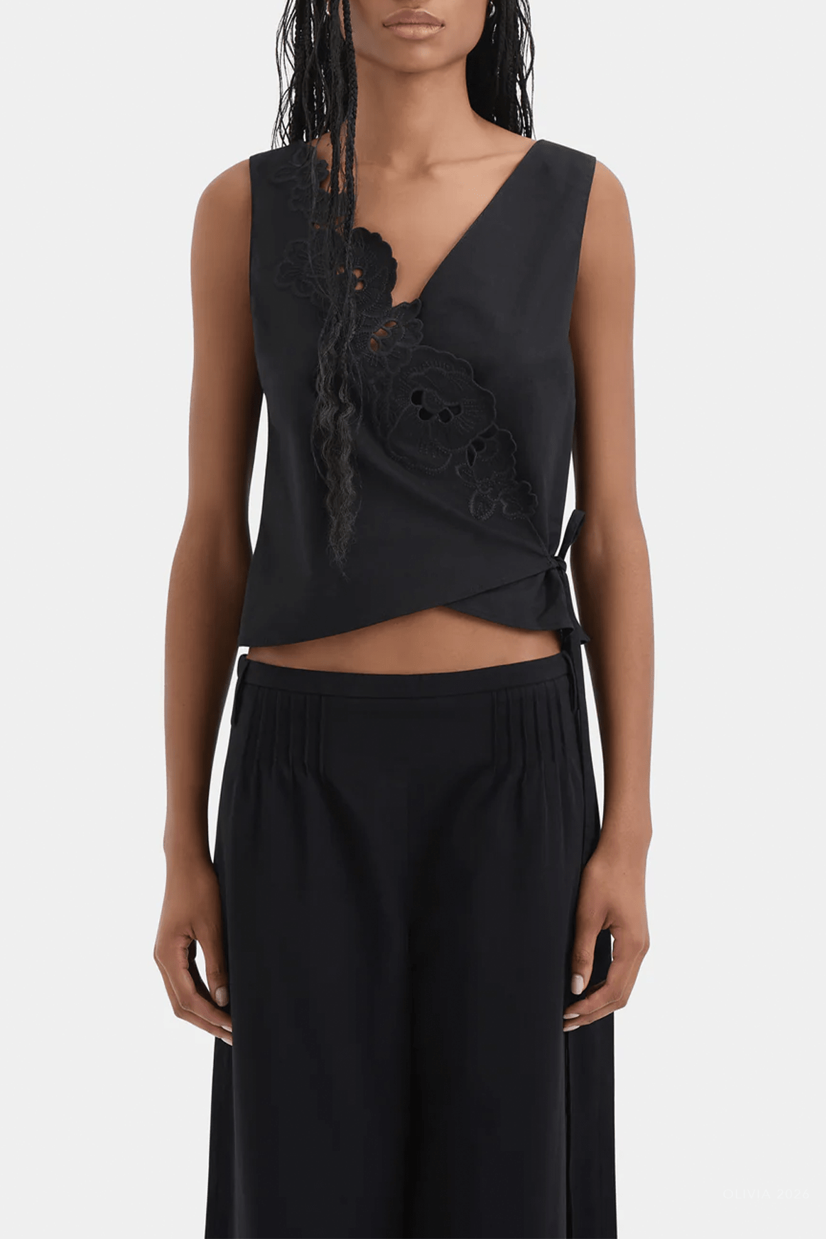 Klara Wrap Top in Black - shop-olivia.com
