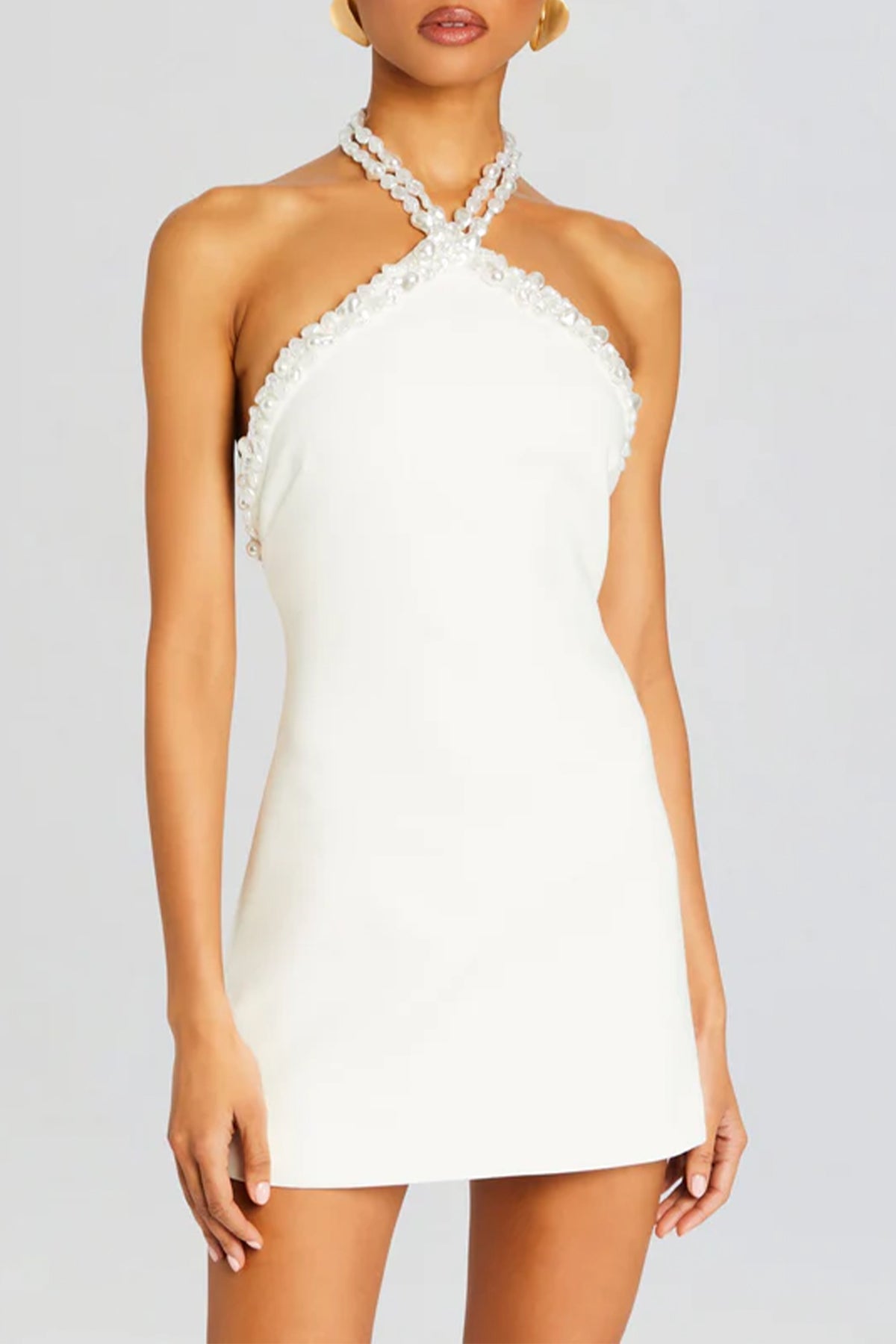 Kristi Pearl Embellished Dress in White - shop - olivia.com