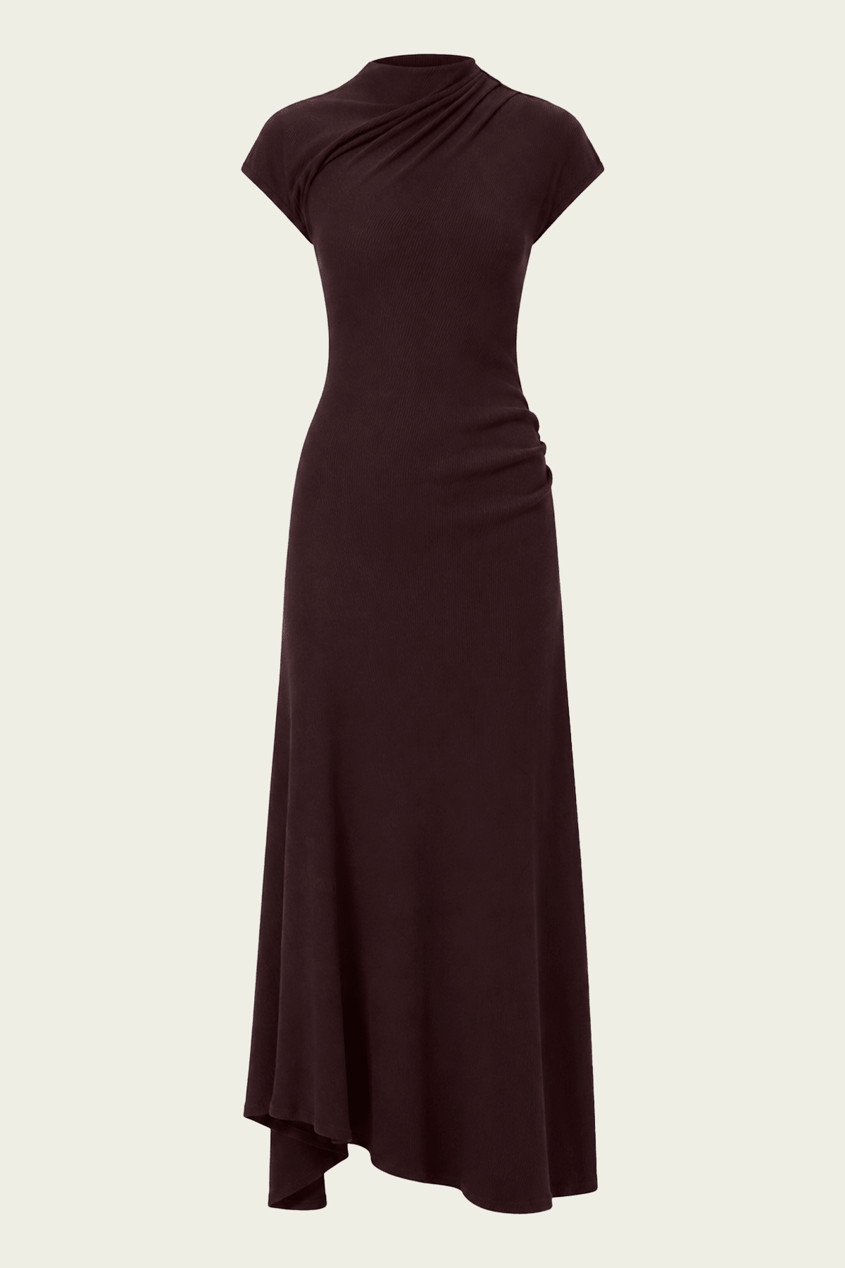 Kira Sculptural Dress in Mahogany