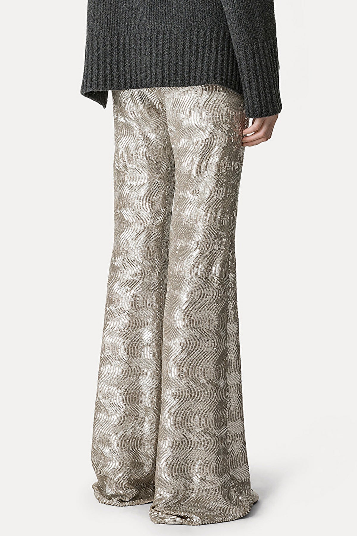 La Danza Del Mare Sequins Flare Pants in Silver - shop - olivia.com