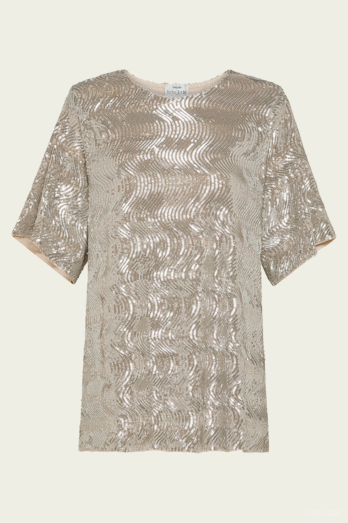 La Danza del Mare Sequins T-Shirt in Silver - shop - olivia.com