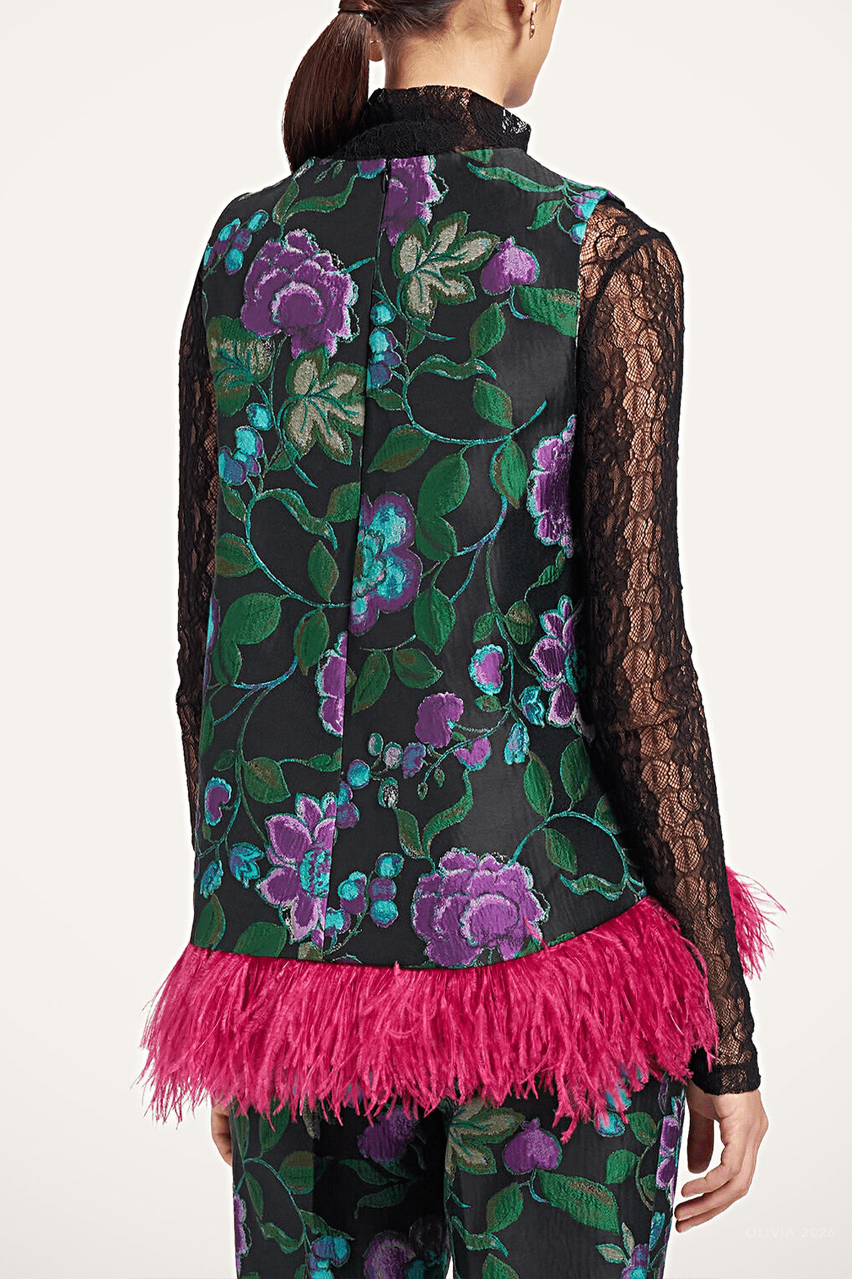 La Scala Top in Botanical Black - shop-olivia.com