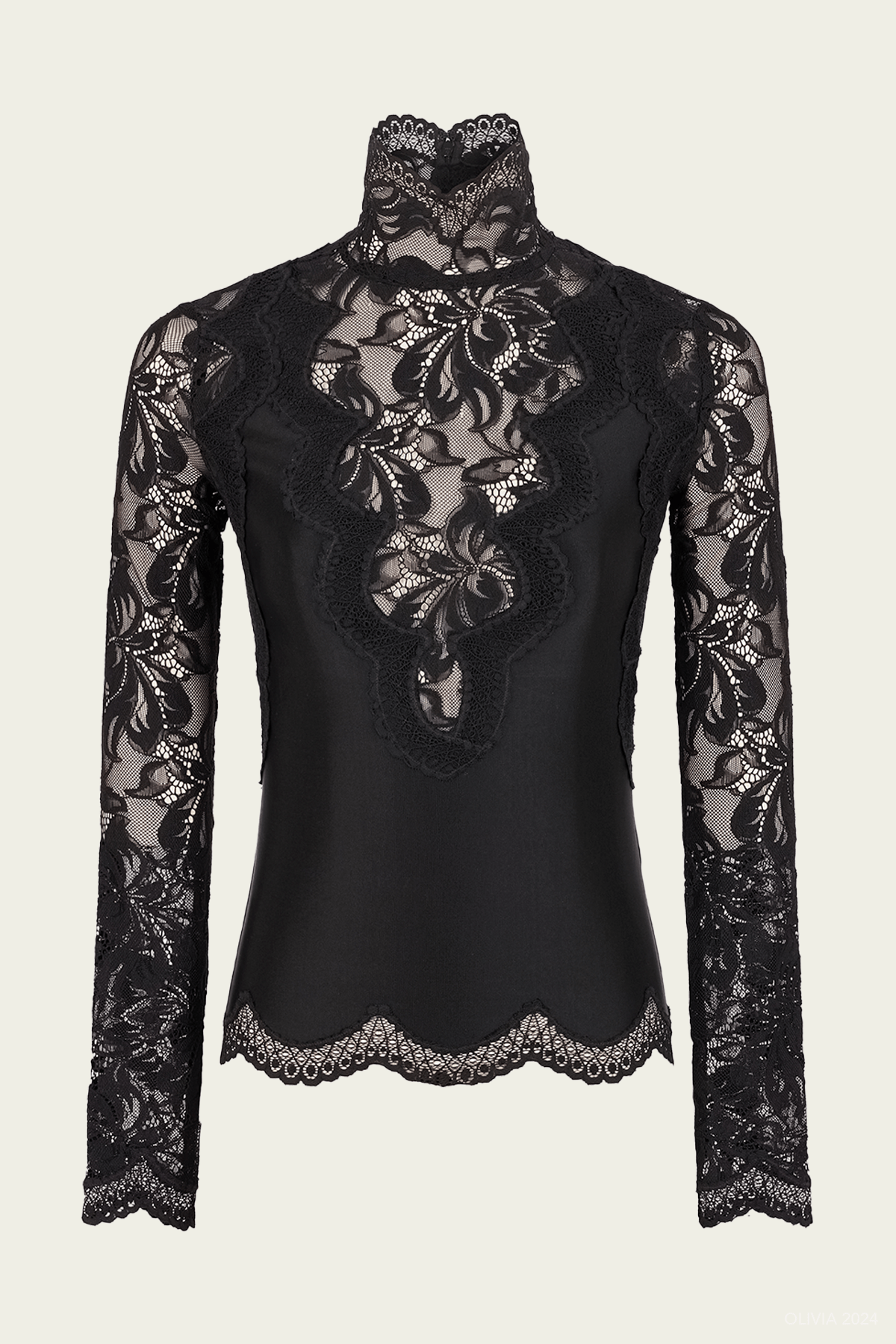 Lace Long - Sleeve Top in Black - shop - olivia.com