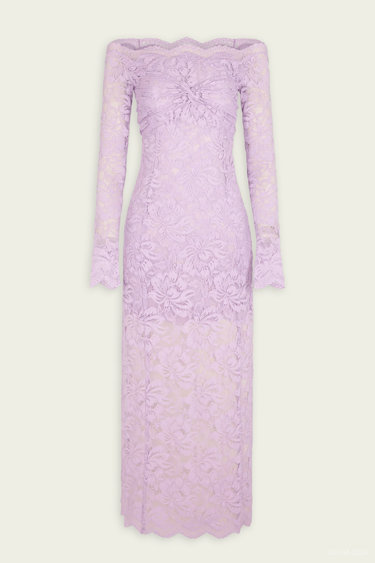 Lace Off - Shoulder Midi Dress in French Lavender - shop - olivia.com