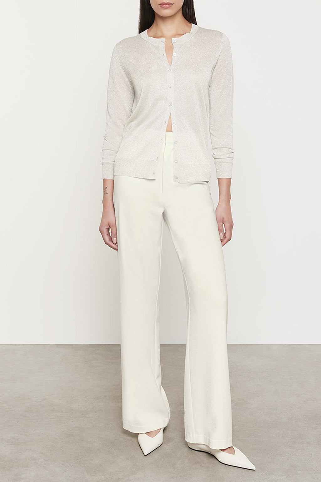 Lamé Knitted Cardigan Champagne