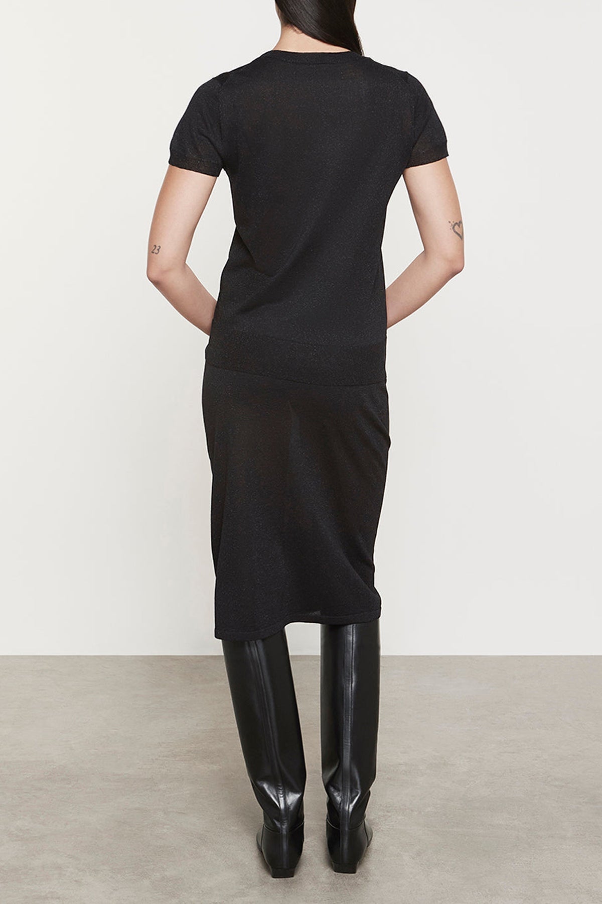 Lamé Short Sleeve Sweater in Black - shop - olivia.com