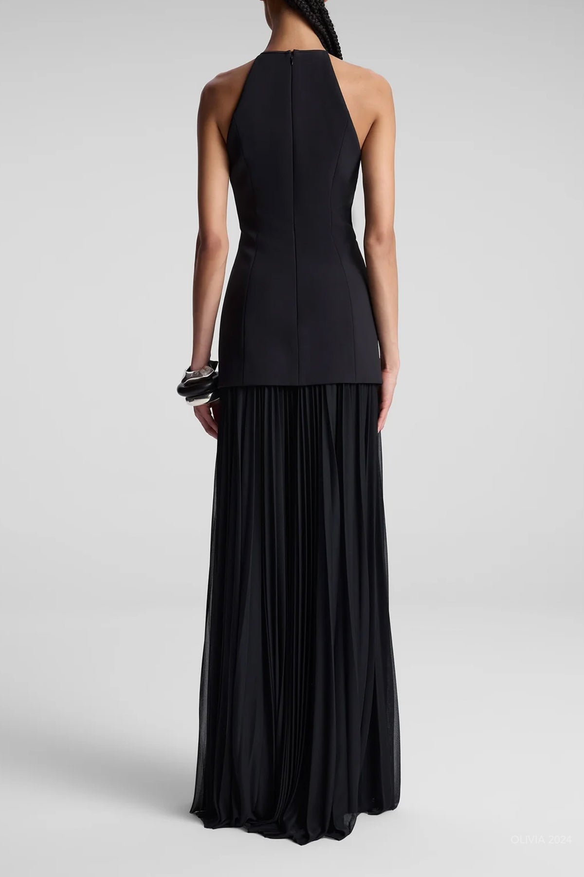 Lana Pleated Maxi Dress in Black - shop - olivia.com