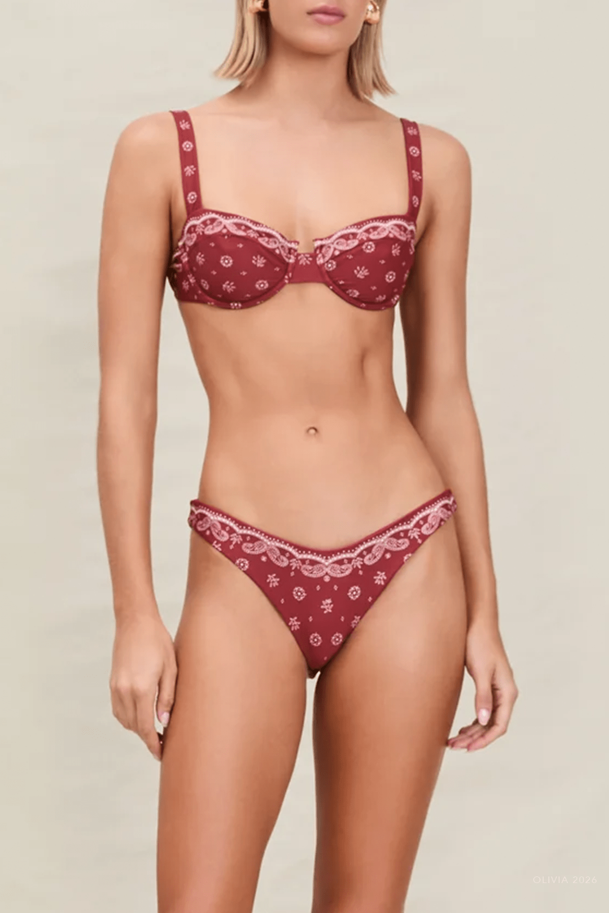 Lara Bikini Top in Merlot - shop - olivia.com