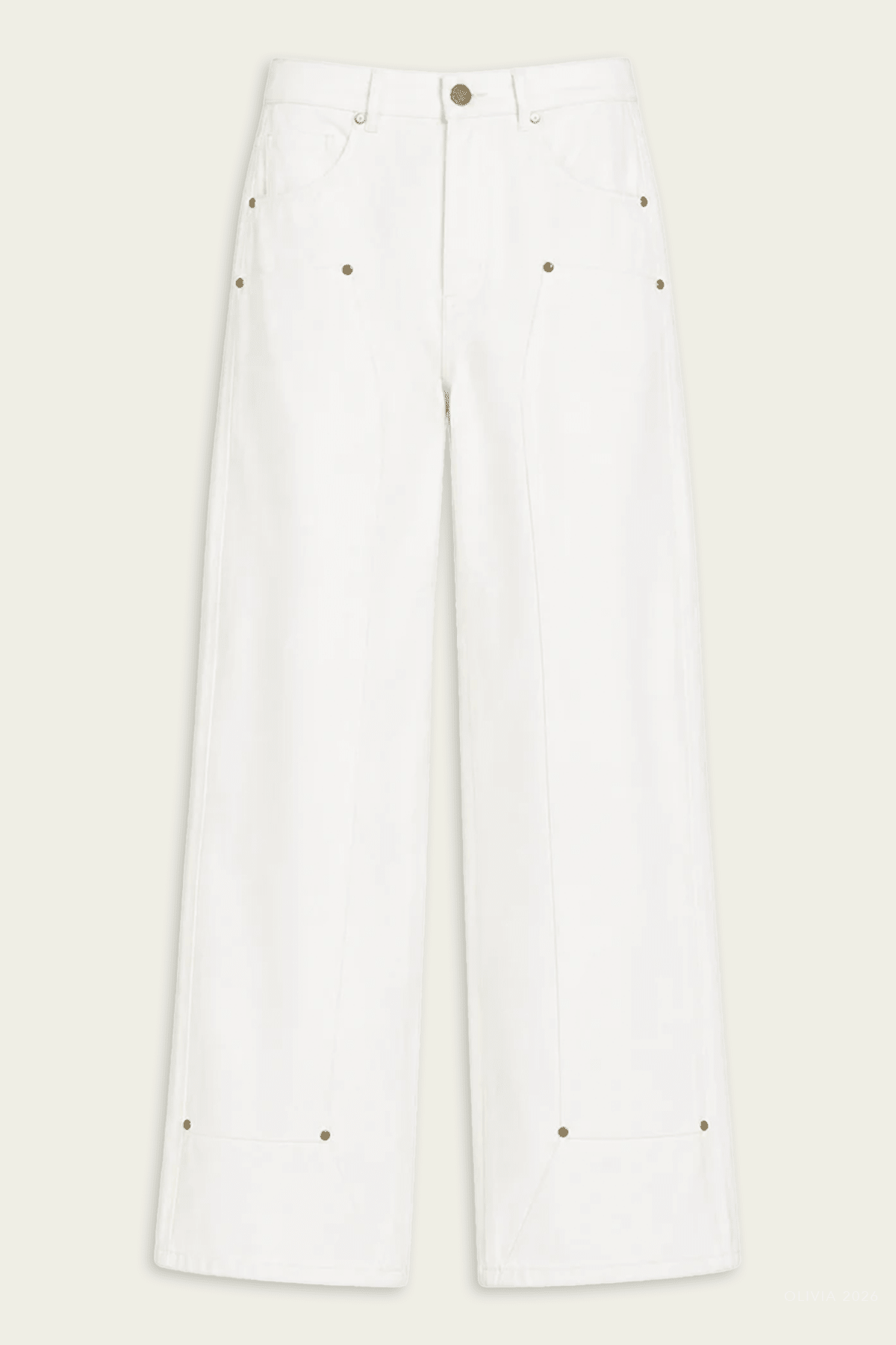 Lara Denim Pant in Ivory - shop-olivia.com