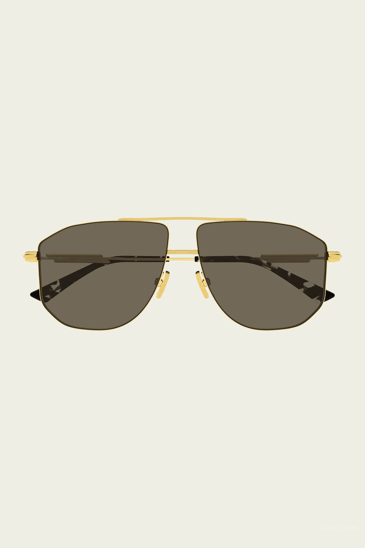 Large-Square Aviator Sunglasses in Shiny Gold - shop-olivia.com