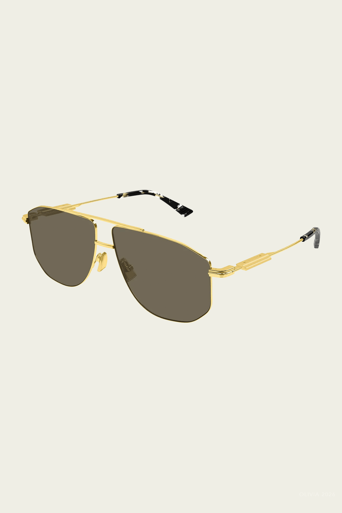 Large-Square Aviator Sunglasses in Shiny Gold - shop-olivia.com